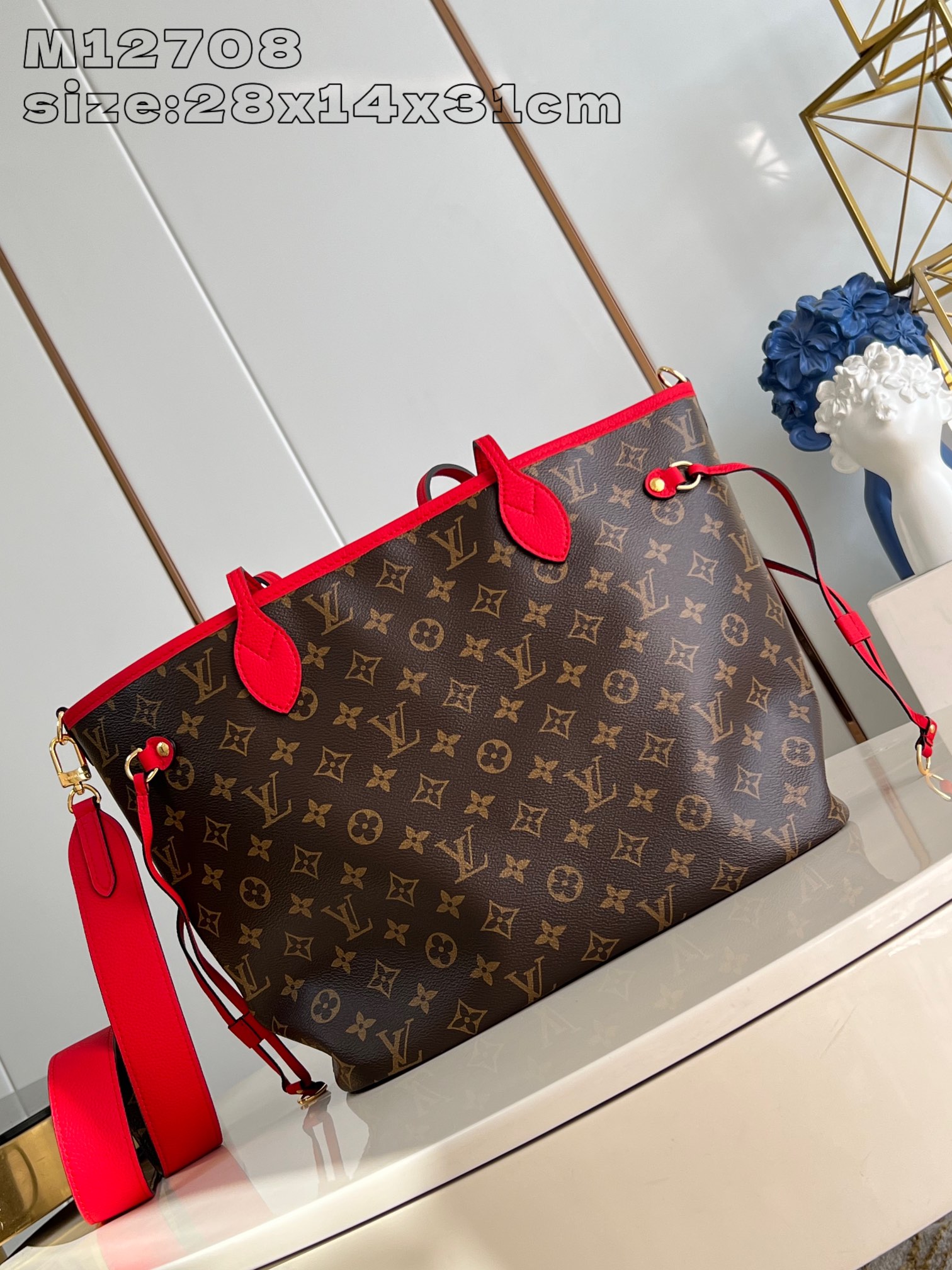 Louis Vuitton LV Neverfull Bags Handbags High Quality
 Red Monogram Canvas Fabric M12708