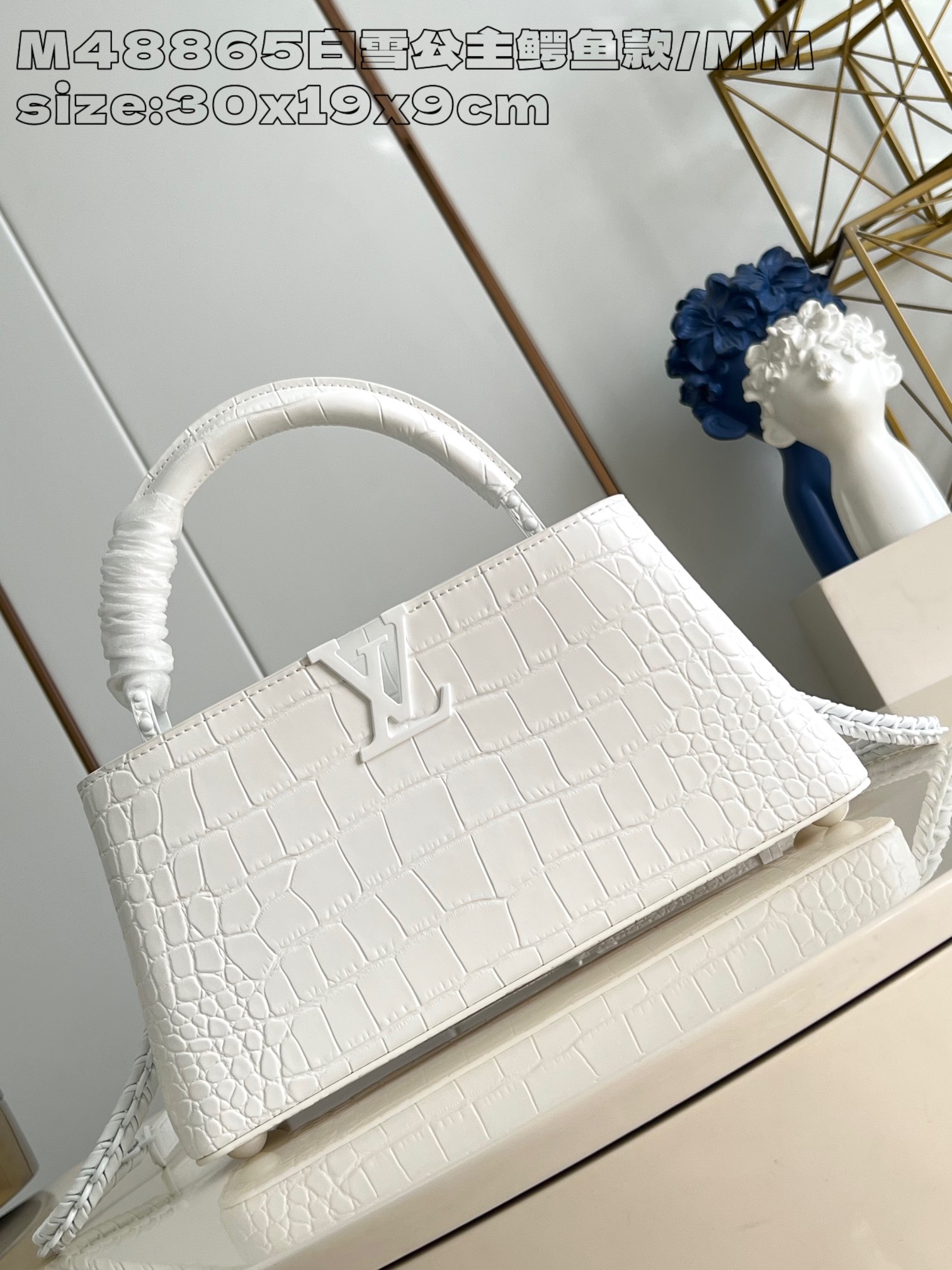 Louis Vuitton LV Capucines Bags Handbags White Crocodile Leather Goat Skin Sheepskin M48865