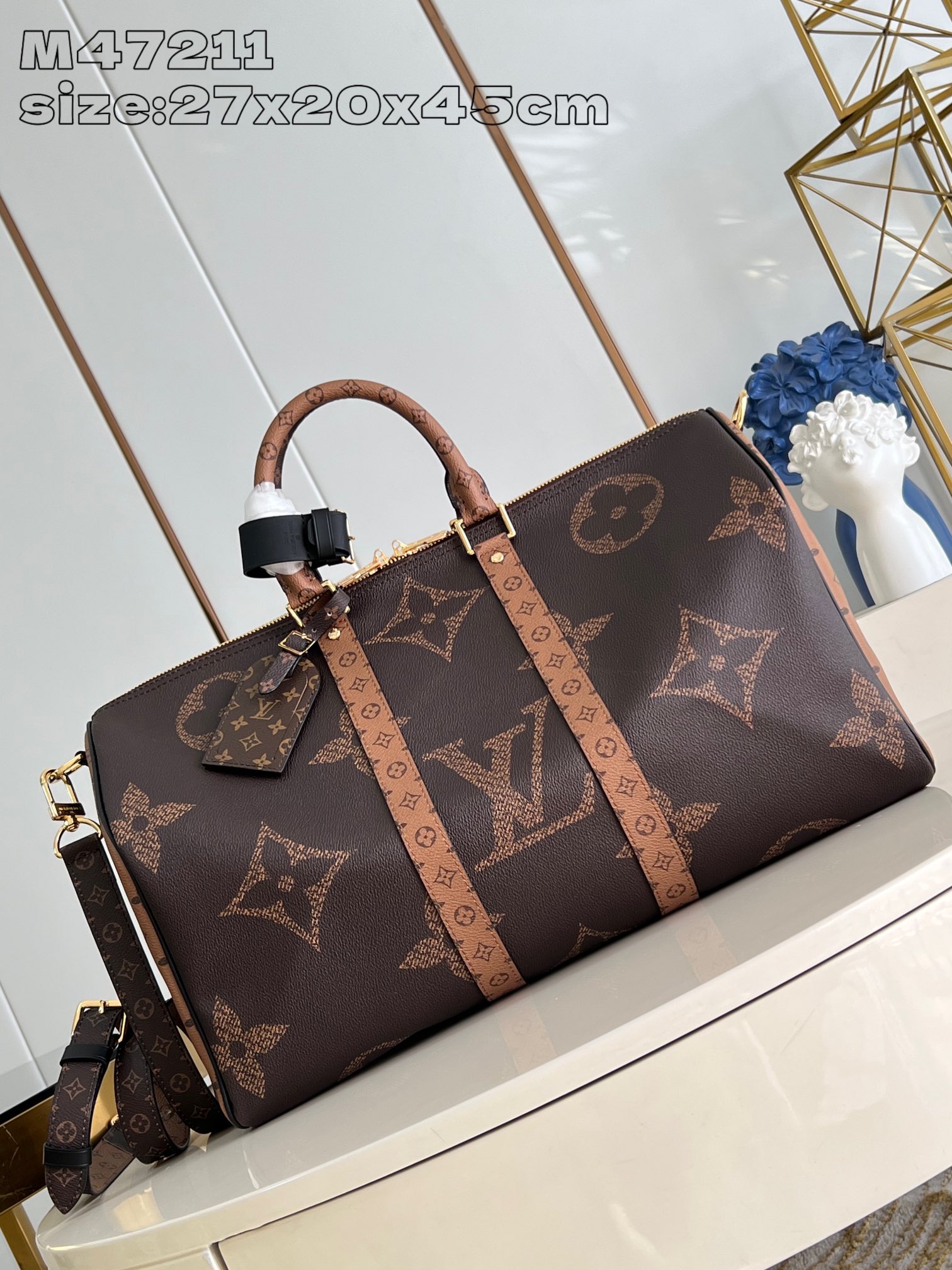 Louis Vuitton LV Keepall Travel Bags Fake High Quality
 Monogram Reverse Canvas Fabric M47211