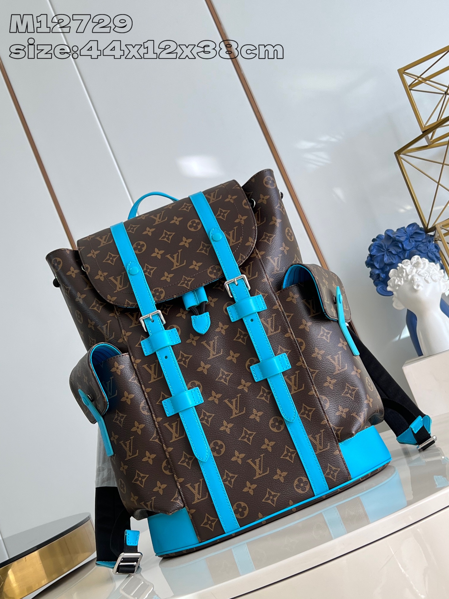 Louis Vuitton LV Christopher Bags Backpack Blue Monogram Canvas M12729