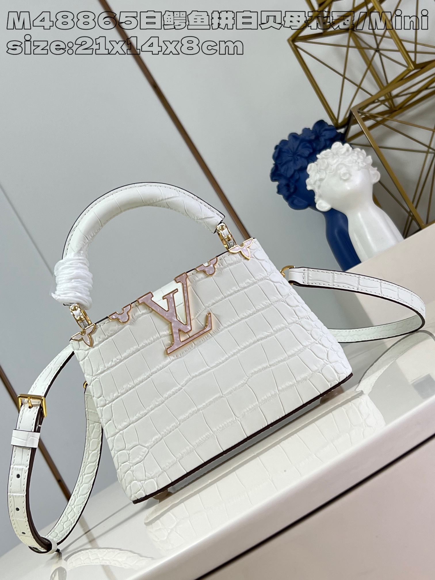 2023 Luxury Replicas
 Louis Vuitton LV Capucines Bags Handbags White Calfskin Cowhide Mini M48865