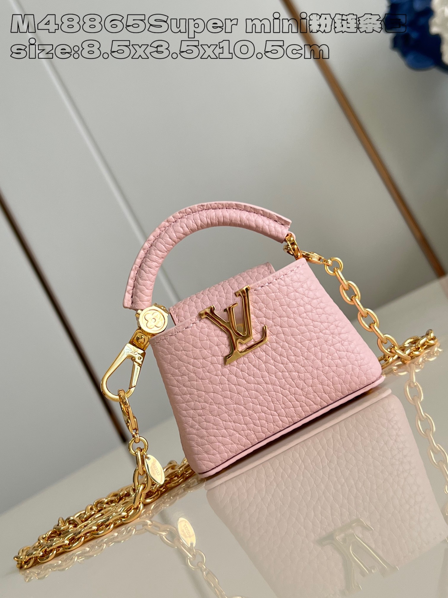 Louis Vuitton LV Capucines Handbags Crossbody & Shoulder Bags Gold Pink Cowhide Chains M48865