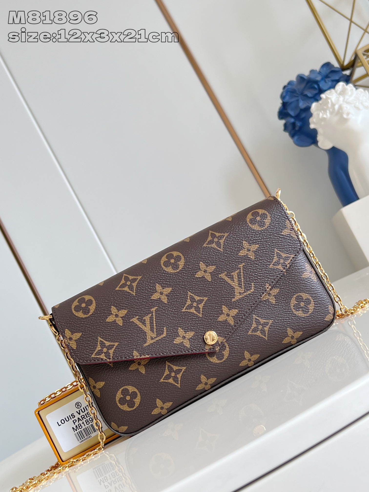 【顶级原单 M81896老花 】本款 Pochette Félicie 链条包选用 Monogram 帆