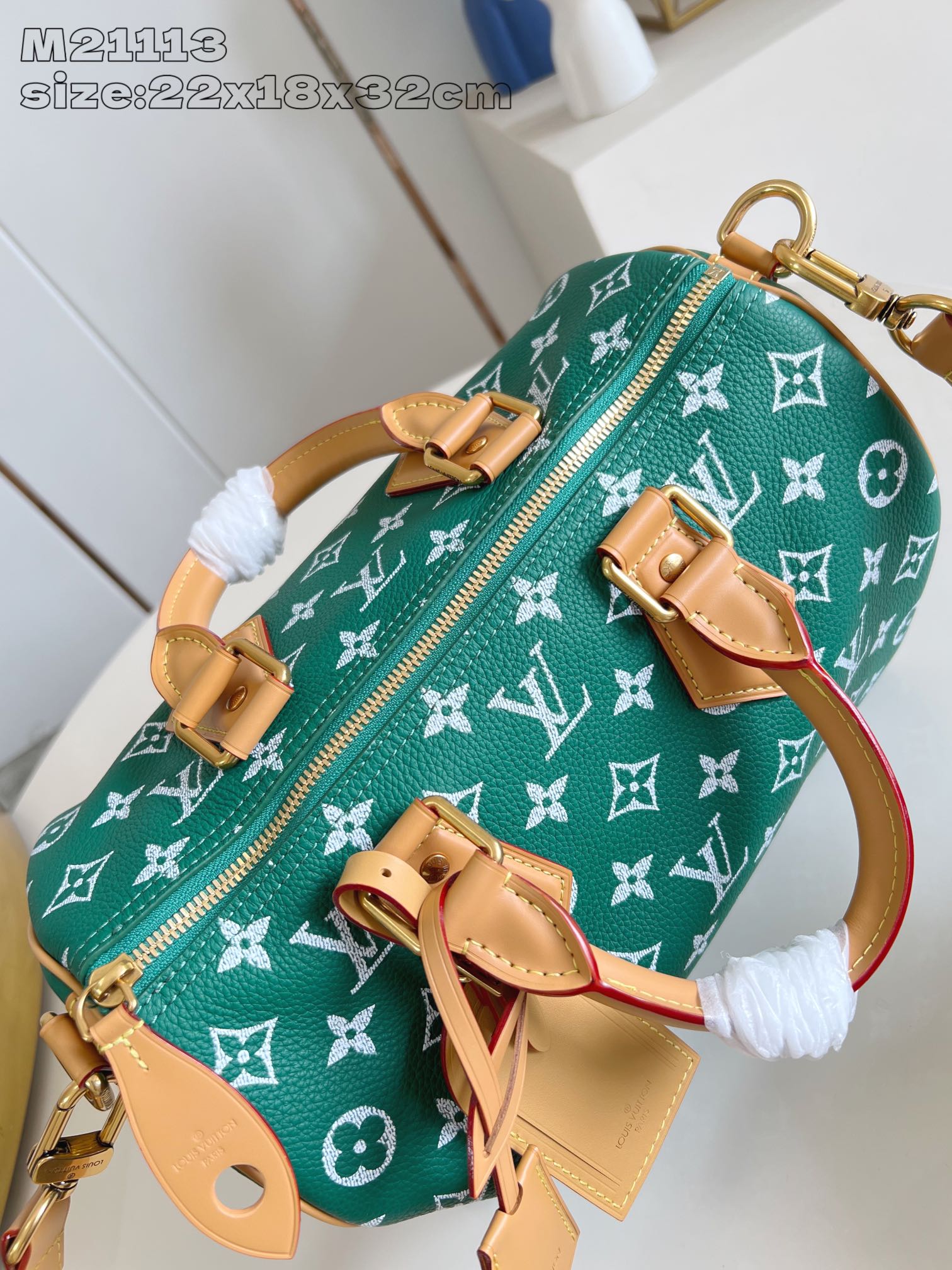 【顶级原单 M21113绿 】Speedy  Bandoulière 30 手袋采用印有经典 Monog