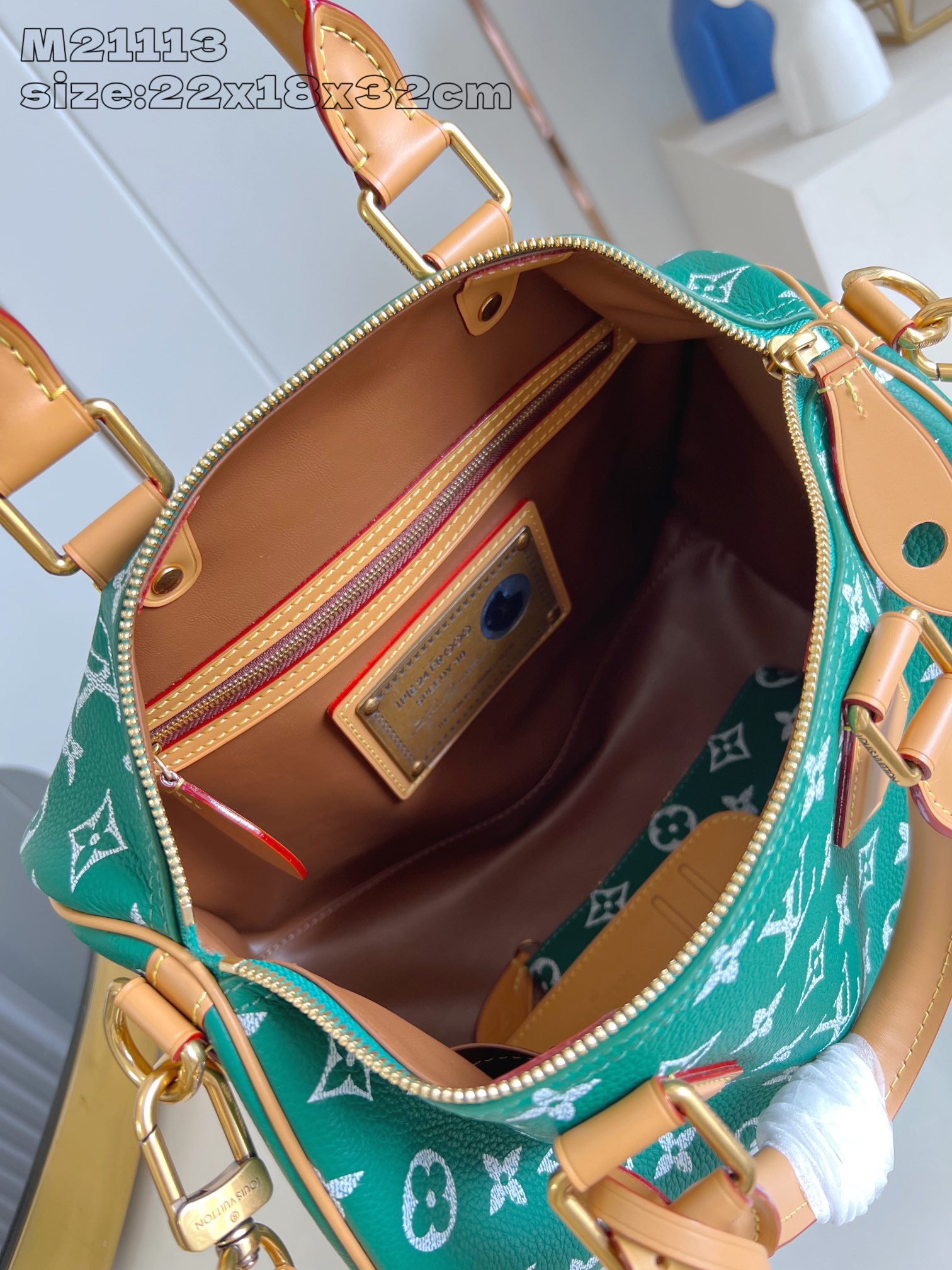 【顶级原单 M21113绿 】Speedy  Bandoulière 30 手袋采用印有经典 Monog