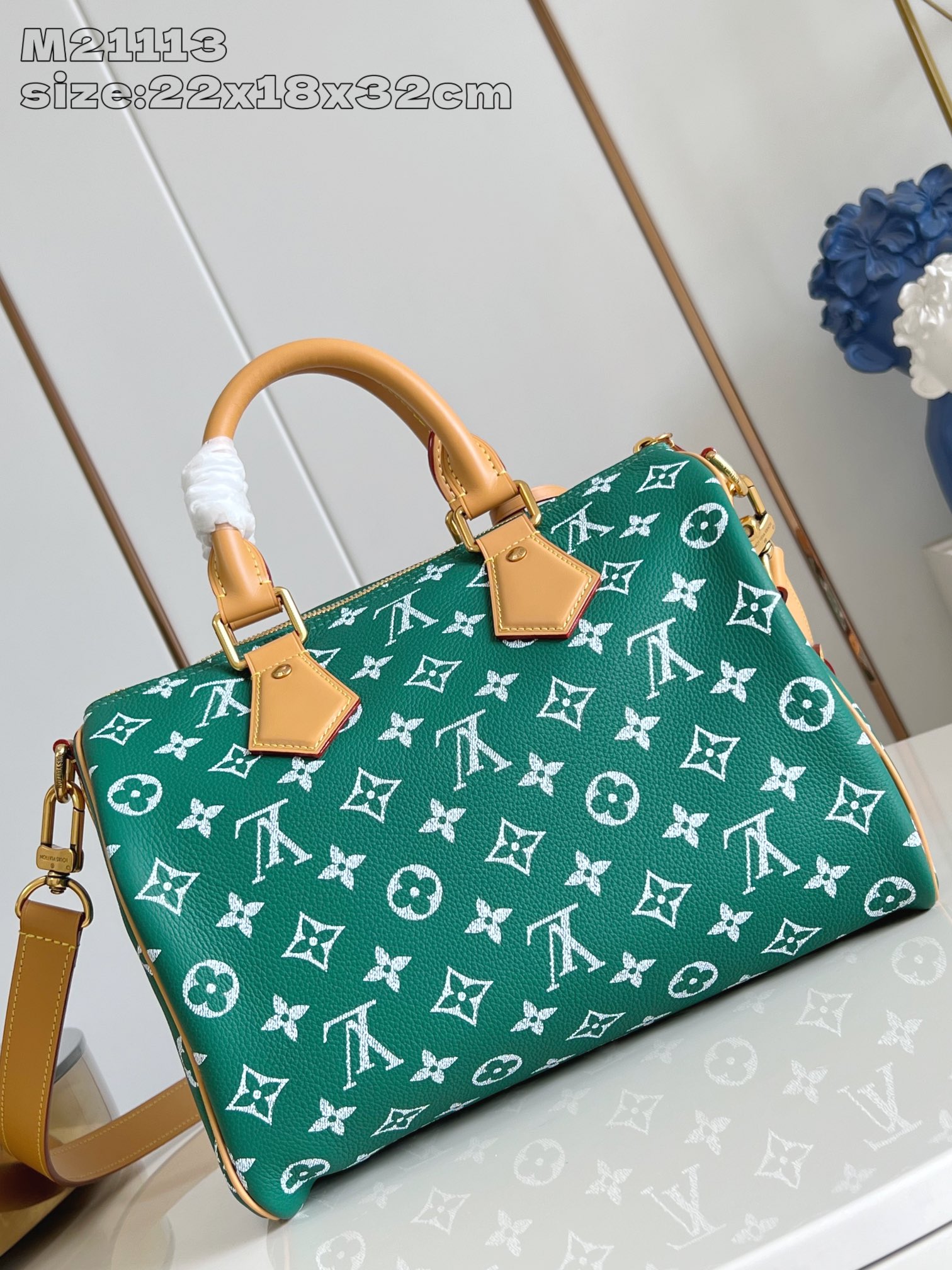 【顶级原单 M21113绿 】Speedy  Bandoulière 30 手袋采用印有经典 Monog