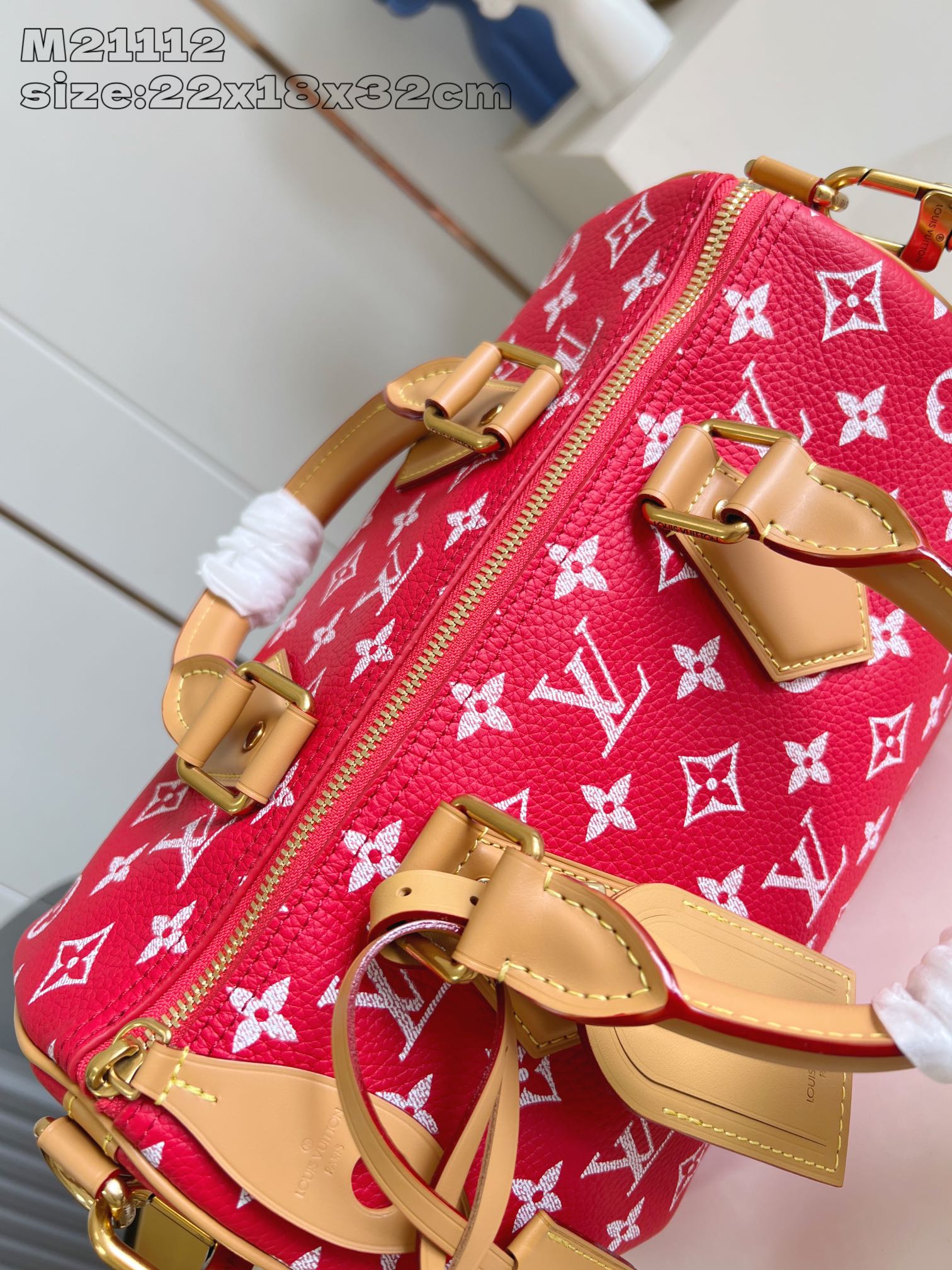 【顶级原单 M21112红 】Speedy  Bandoulière 30 手袋采用印有经典 Monog