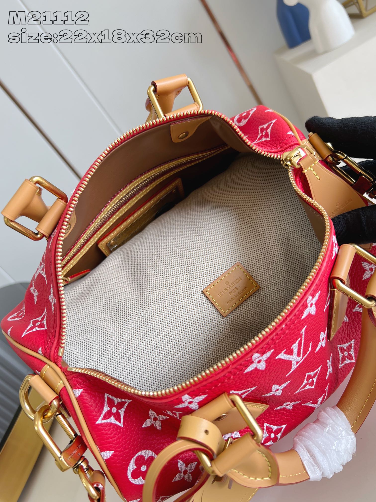 【顶级原单 M21112红 】Speedy  Bandoulière 30 手袋采用印有经典 Monog