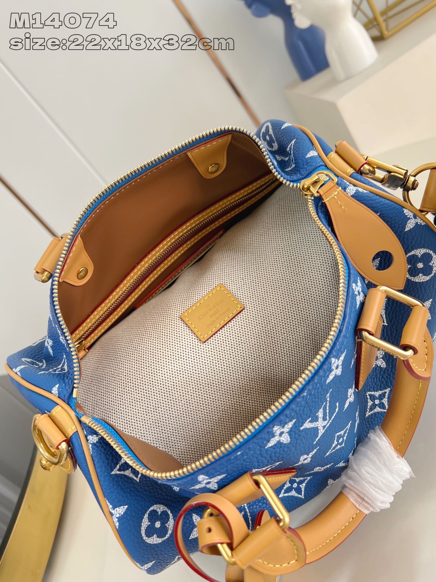 【顶级原单 M14074蓝 】Speedy  Bandoulière 30 手袋采用印有经典 Monog