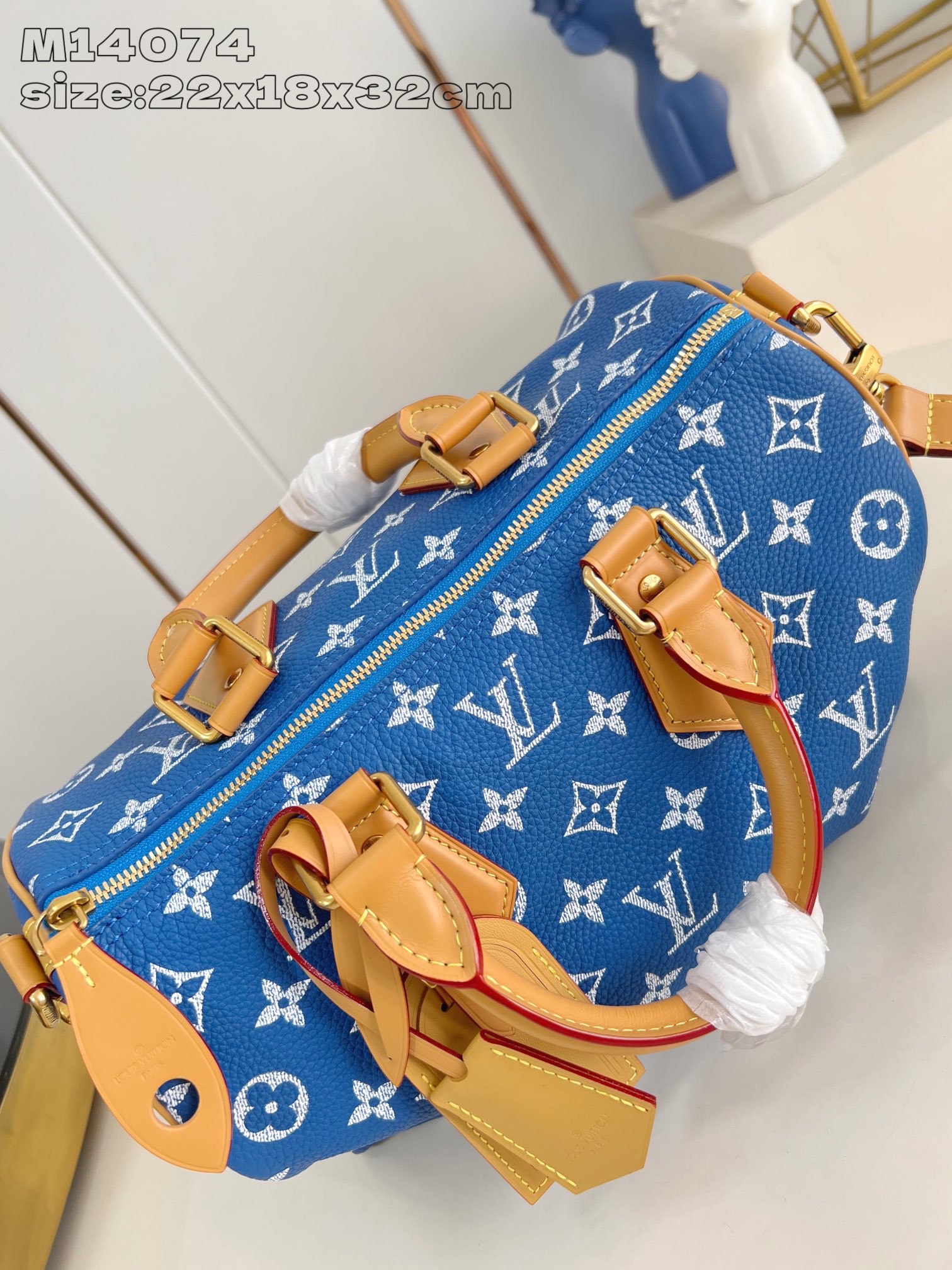 【顶级原单 M14074蓝 】Speedy  Bandoulière 30 手袋采用印有经典 Monog