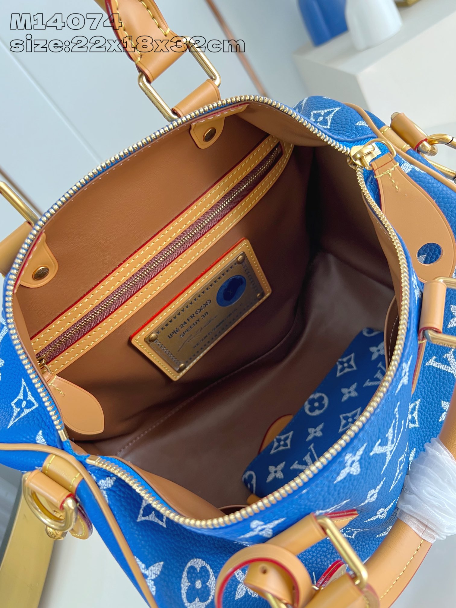 【顶级原单 M14074蓝 】Speedy  Bandoulière 30 手袋采用印有经典 Monog