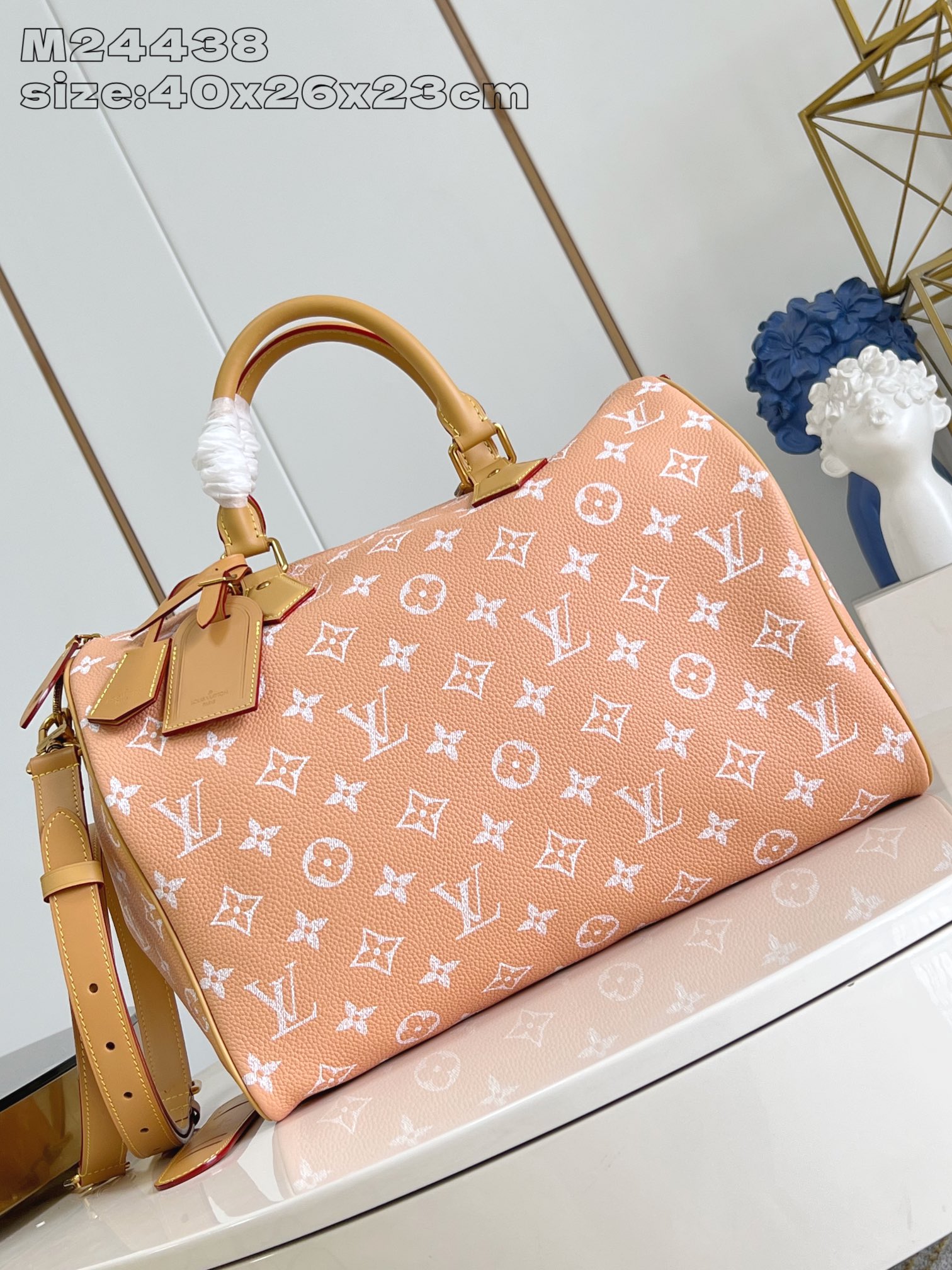 【顶级原单 M24438柔和桃 】本款 Speedy  Bandoulière 40 Monogram 