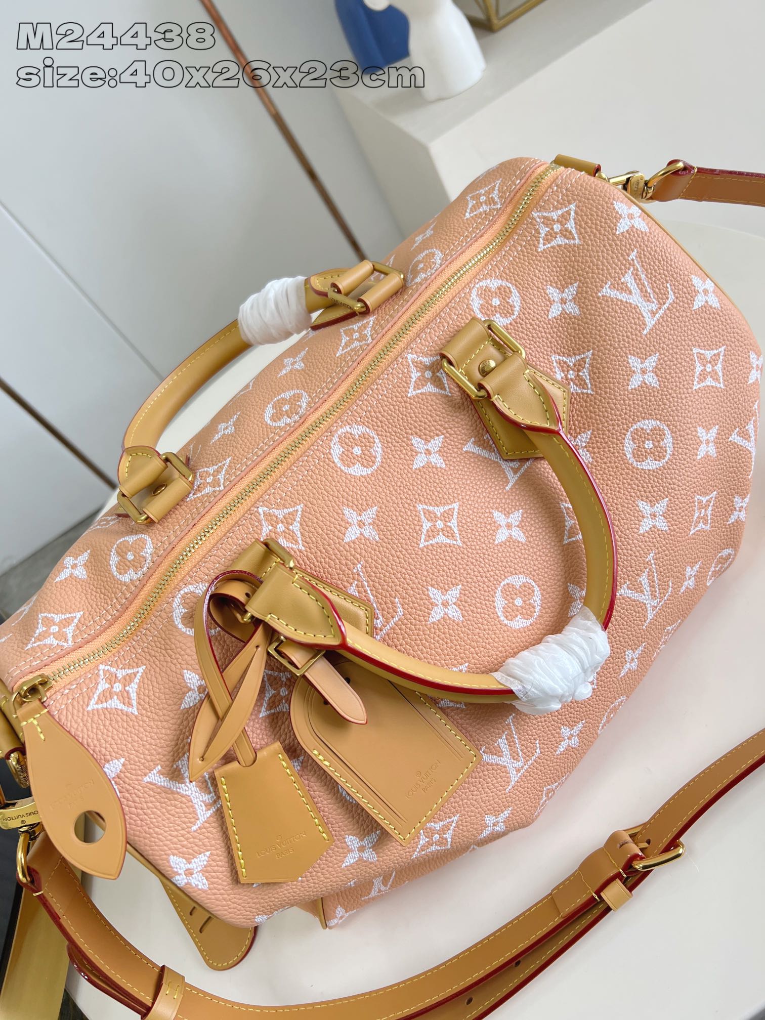 【顶级原单 M24438柔和桃 】本款 Speedy  Bandoulière 40 Monogram 
