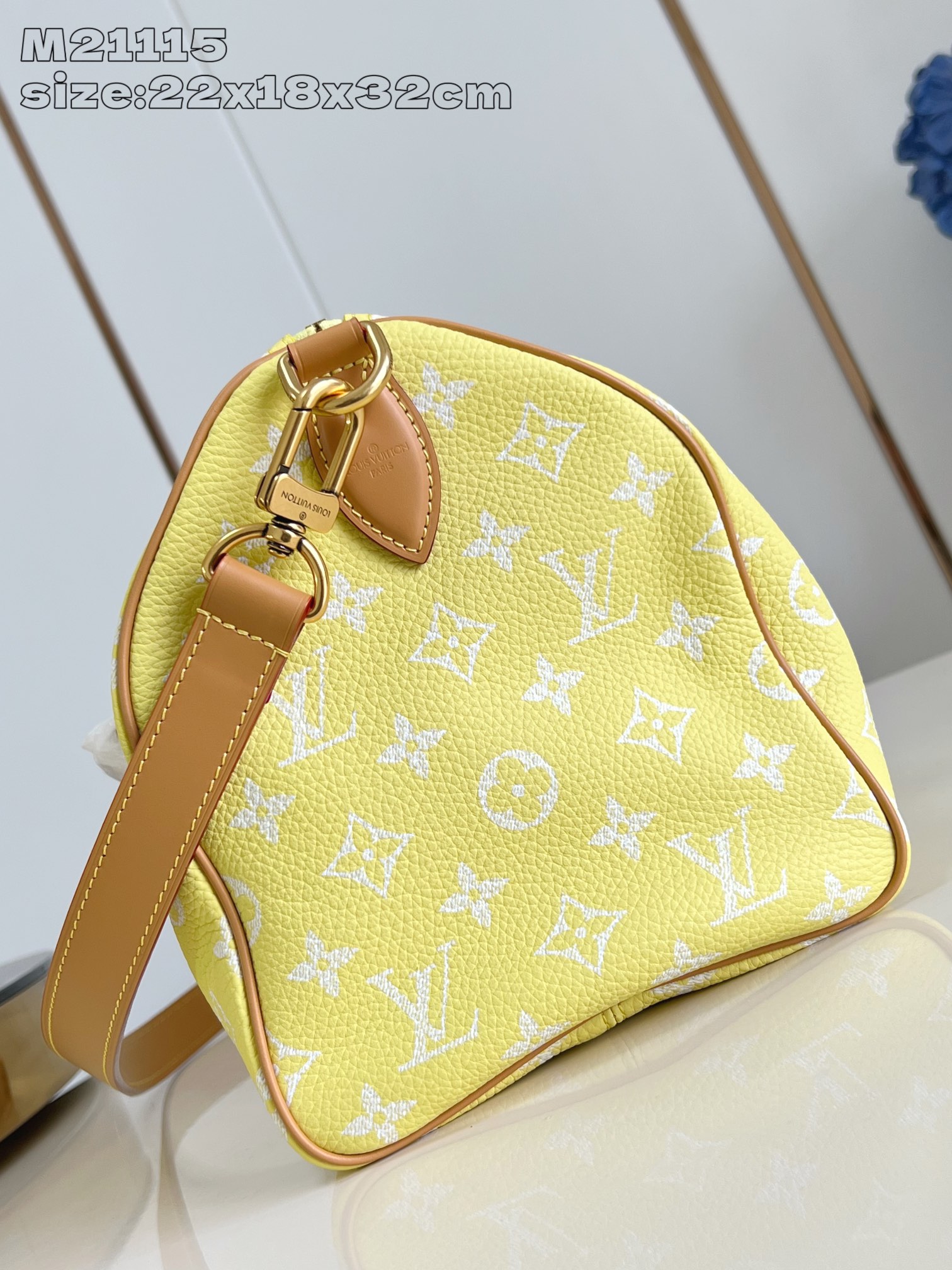 【顶级原单 M21115柠檬黄 】Speedy  Bandoulière 30 手袋采用印有经典 Mon