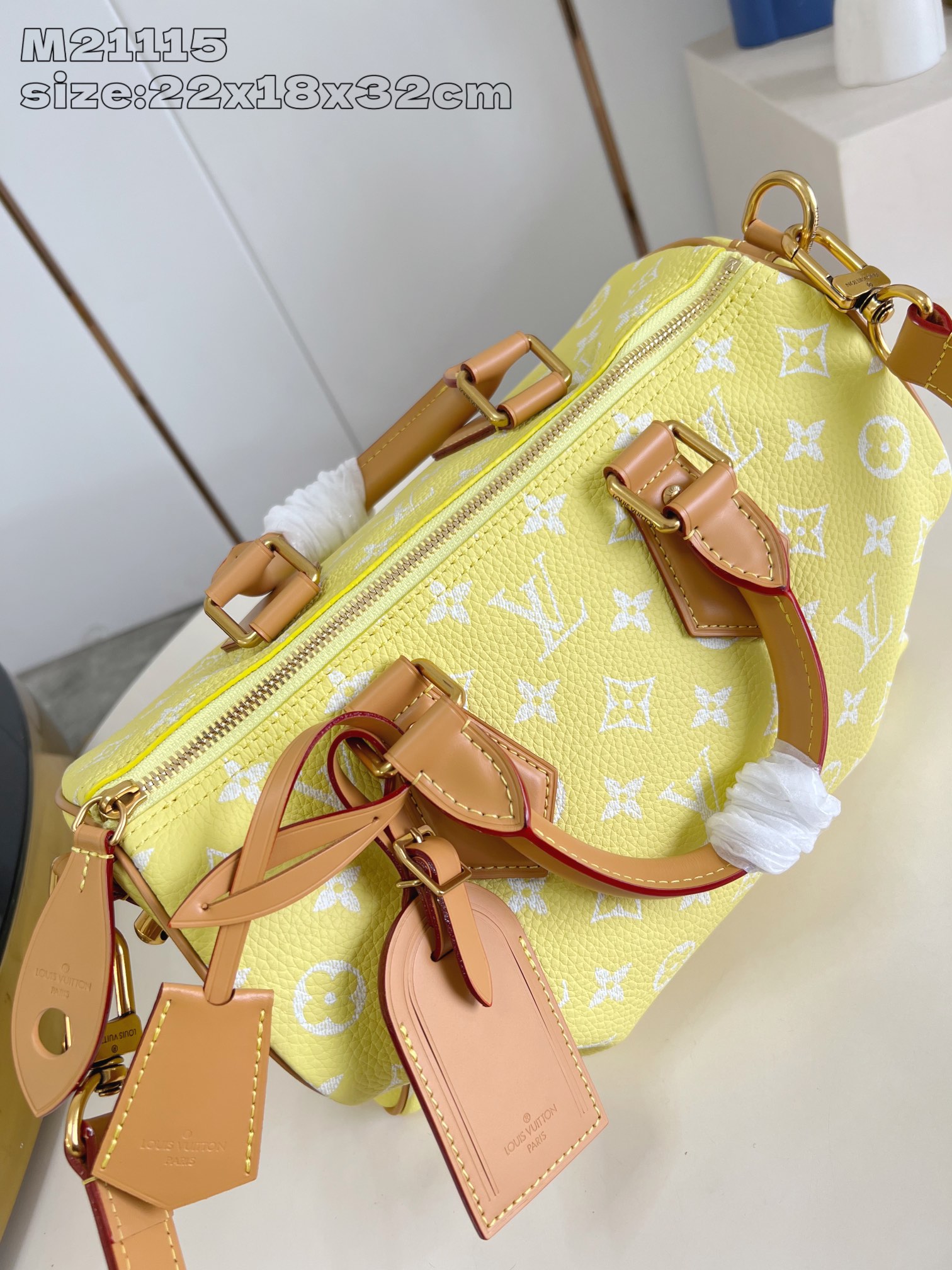 【顶级原单 M21115柠檬黄 】Speedy  Bandoulière 30 手袋采用印有经典 Mon