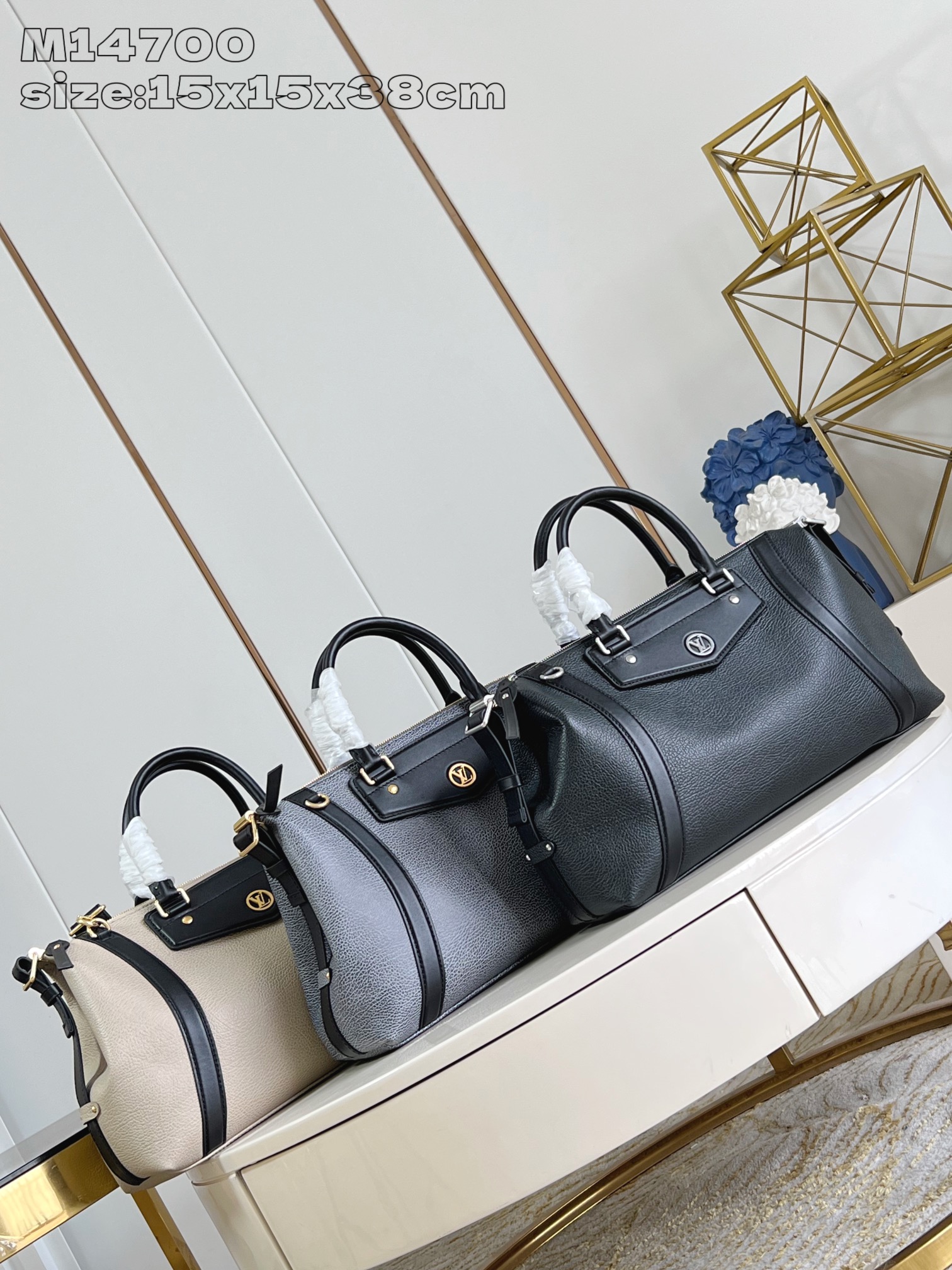 Louis Vuitton Biker Medium Handbag, Duffel Bag, Calfskin Leather, 15 x 15 x 38 cm