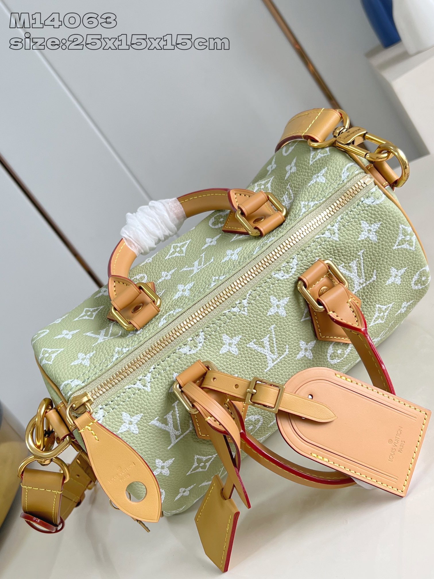 【顶级原单 M14063果绿 】本款 Speedy  Bandoulière 25 Monogram L