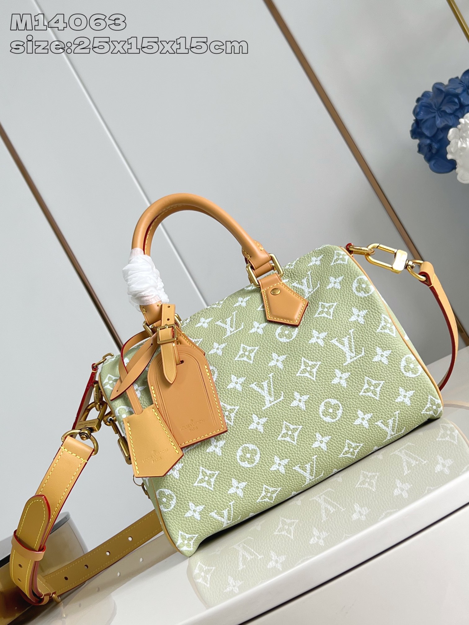 【顶级原单 M14063果绿 】本款 Speedy  Bandoulière 25 Monogram L