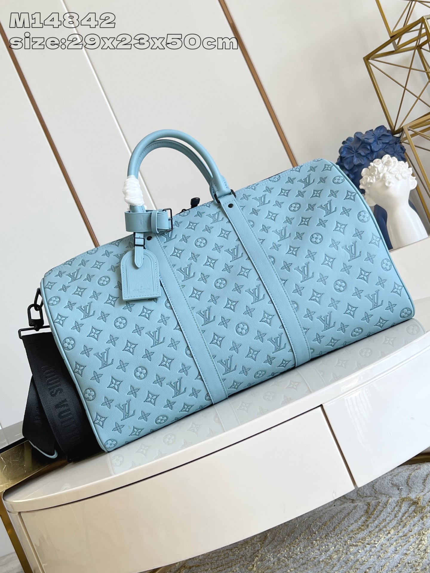 【顶级原单 M14842 】路易威登经典 Keepall 旅行袋释放 Monogram Shadow 皮