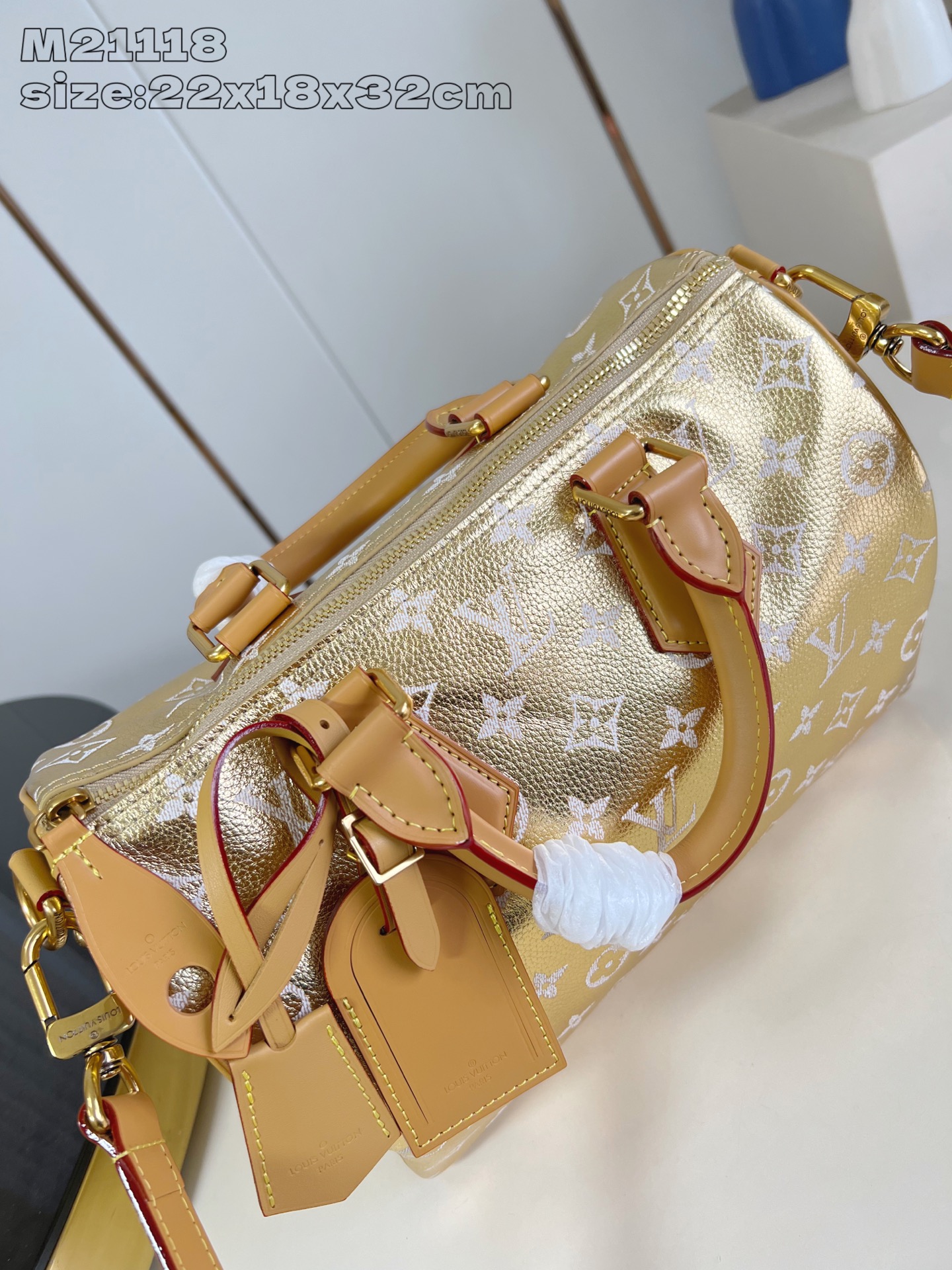 【顶级原单 M21118金色 】Speedy  Bandoulière 30 手袋采用印有经典 Mono