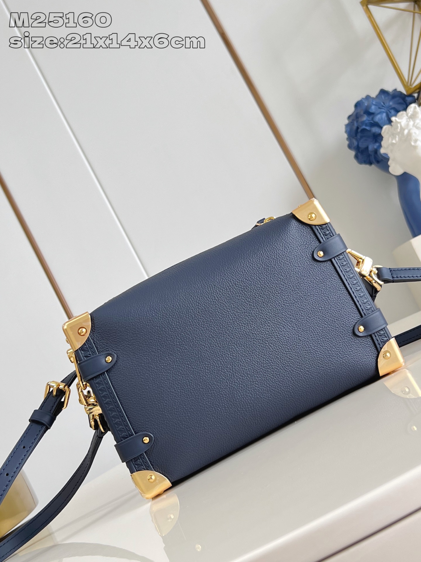 Louis Vuitton Side Trunk Bag, Navy Blue Leather, Medium Size, For Women 5 i1748062571165 6658 0 4