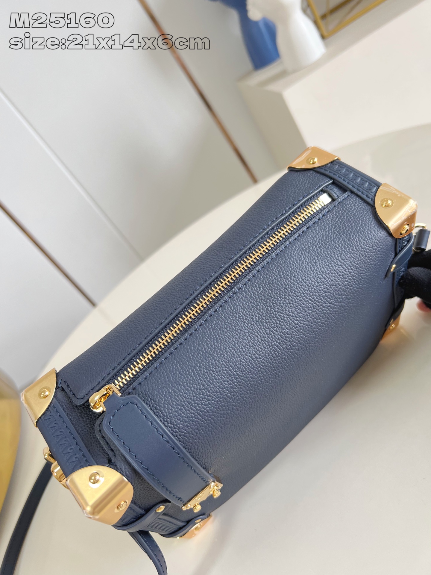 Louis Vuitton Side Trunk Bag, Navy Blue Leather, Medium Size, For Women 7 i1748062575655 5846 0 6