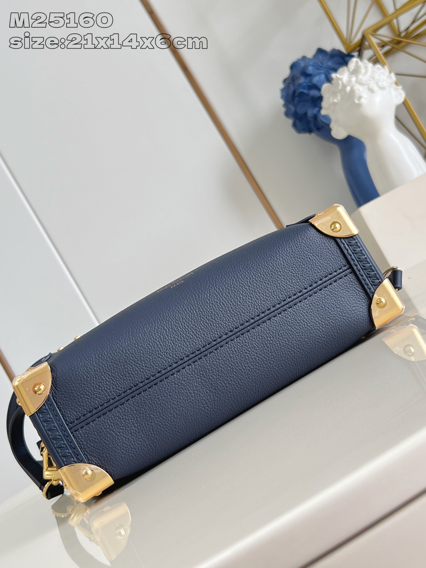 Louis Vuitton Side Trunk Bag, Navy Blue Leather, Medium Size, For Women 6 i1748062575823 7944 0 5