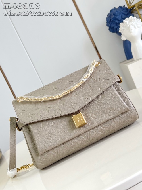 Louis Vuitton Gray Monogram Empreinte Leather Anytime Flap Bag with Chain 1 Louis Vuitton Gray Monogram Empreinte Leather Anytime Flap Bag with Chain
