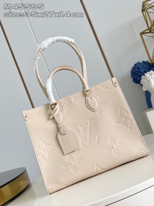Louis Vuitton OnTheGo Medium Tote Bag Monogram Empreinte Leather Sand 1 Louis Vuitton OnTheGo Medium Tote Bag Monogram Empreinte Leather Sand