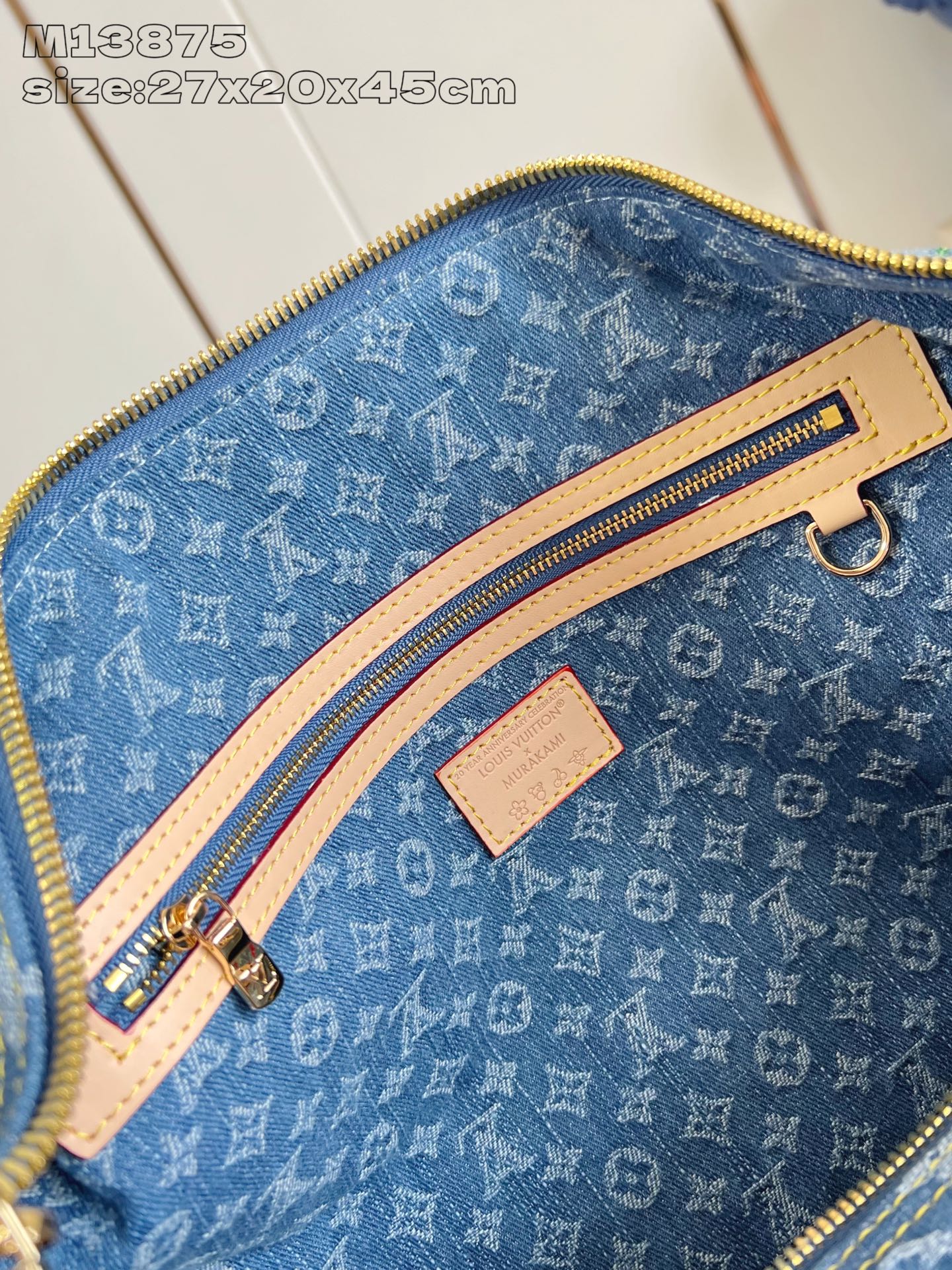 Louis Vuitton Keepall Bandoulière 45 Monogram Denim Cherry Travel Bag 10 i1752552392687 7922 0 8