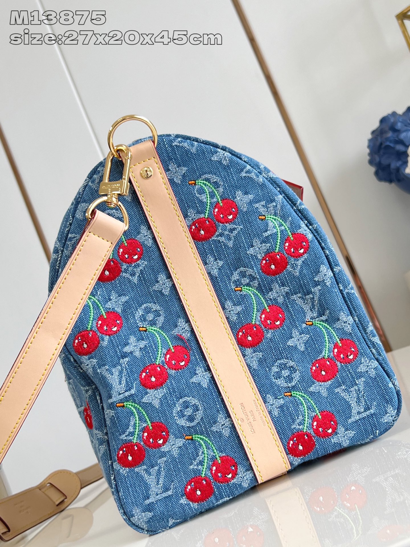 Louis Vuitton Keepall Bandoulière 45 Monogram Denim Cherry Travel Bag 4 i1752552392741 1606 0 2
