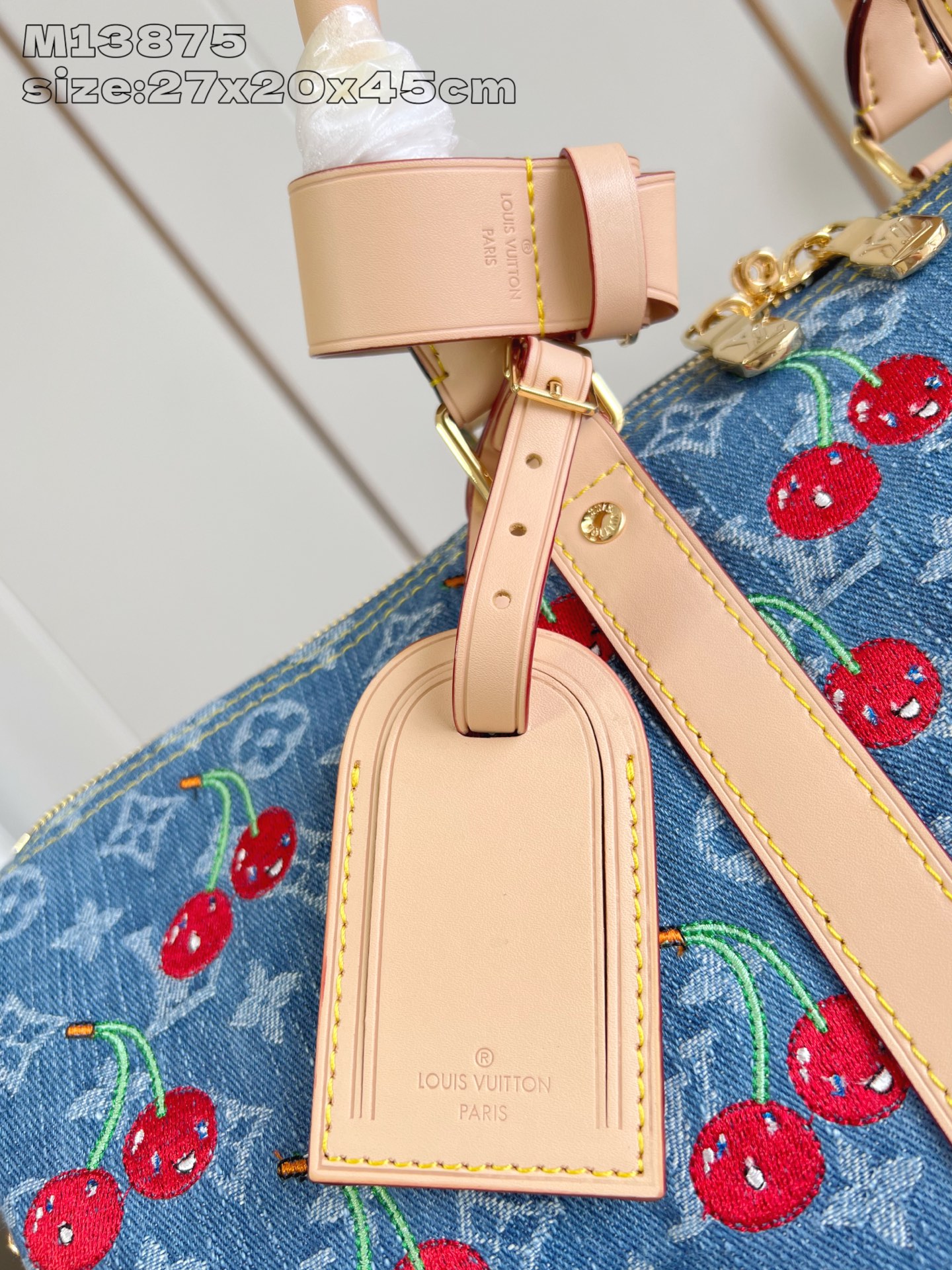 Louis Vuitton Keepall Bandoulière 45 Monogram Denim Cherry Travel Bag 3 i1752552395267 451 0 1