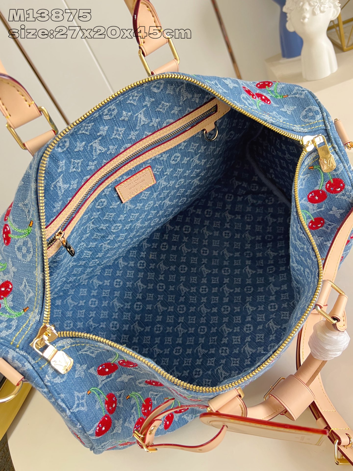 Louis Vuitton Keepall Bandoulière 45 Monogram Denim Cherry Travel Bag 9 i1752552395481 4985 0 7