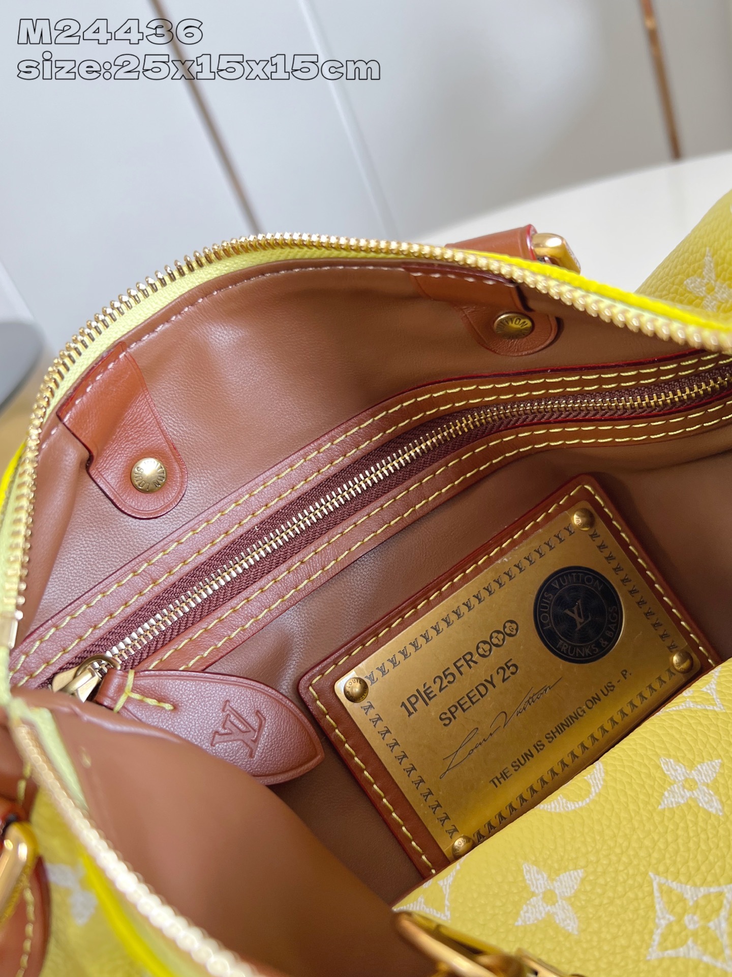 【顶级原单 M24436柠檬黄棕色配皮 】本款 Speedy Bandoulière 25 Monogr