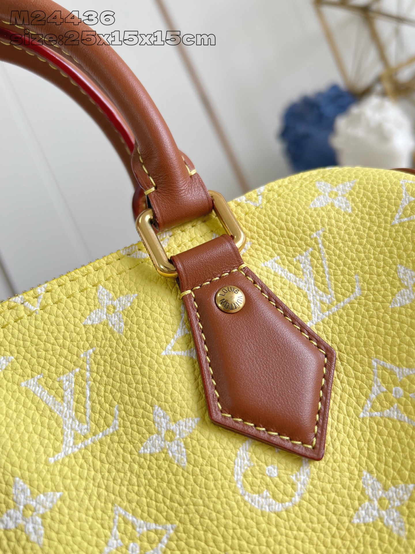 【顶级原单 M24436柠檬黄棕色配皮 】本款 Speedy Bandoulière 25 Monogr