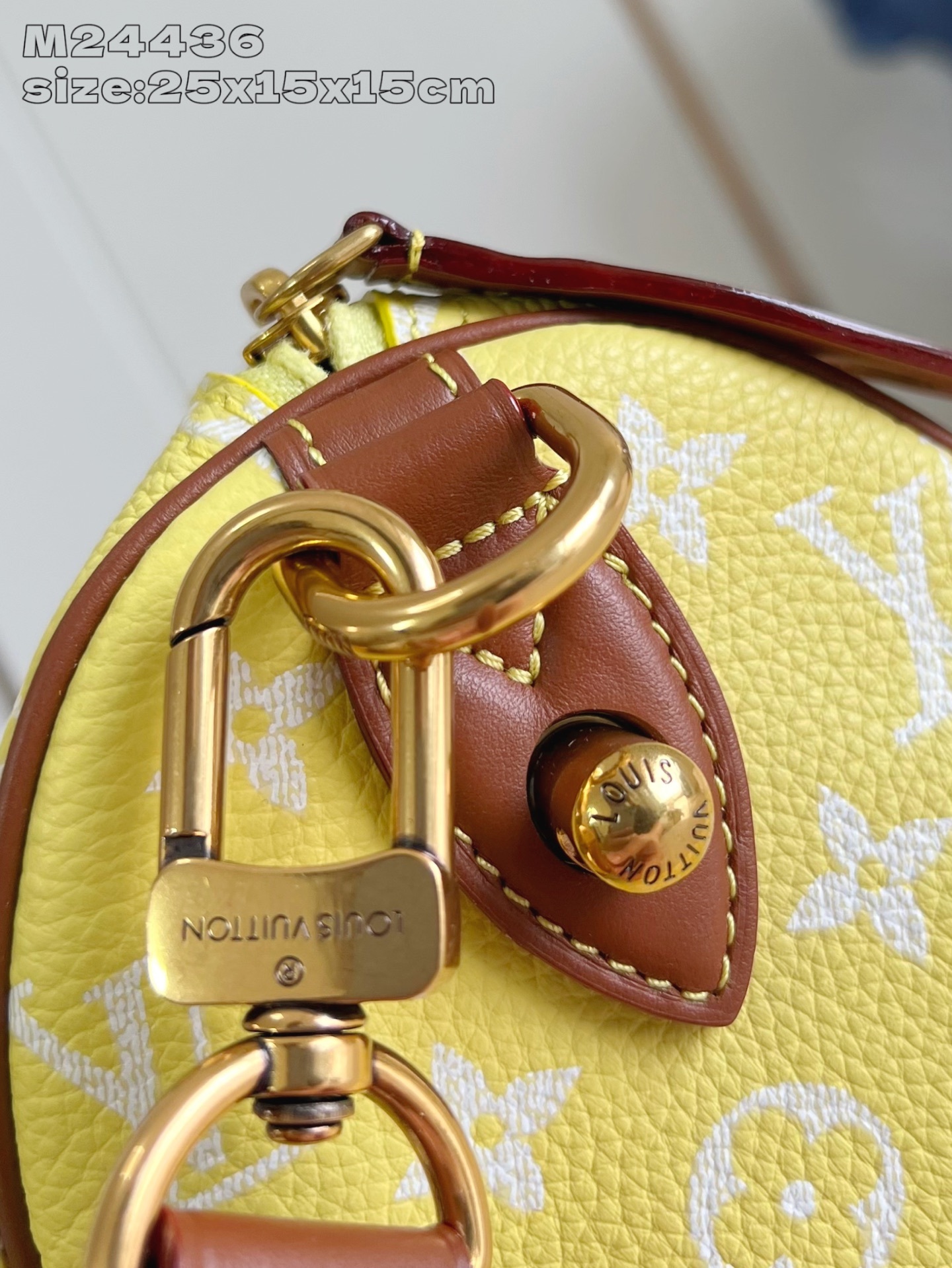 【顶级原单 M24436柠檬黄棕色配皮 】本款 Speedy Bandoulière 25 Monogr