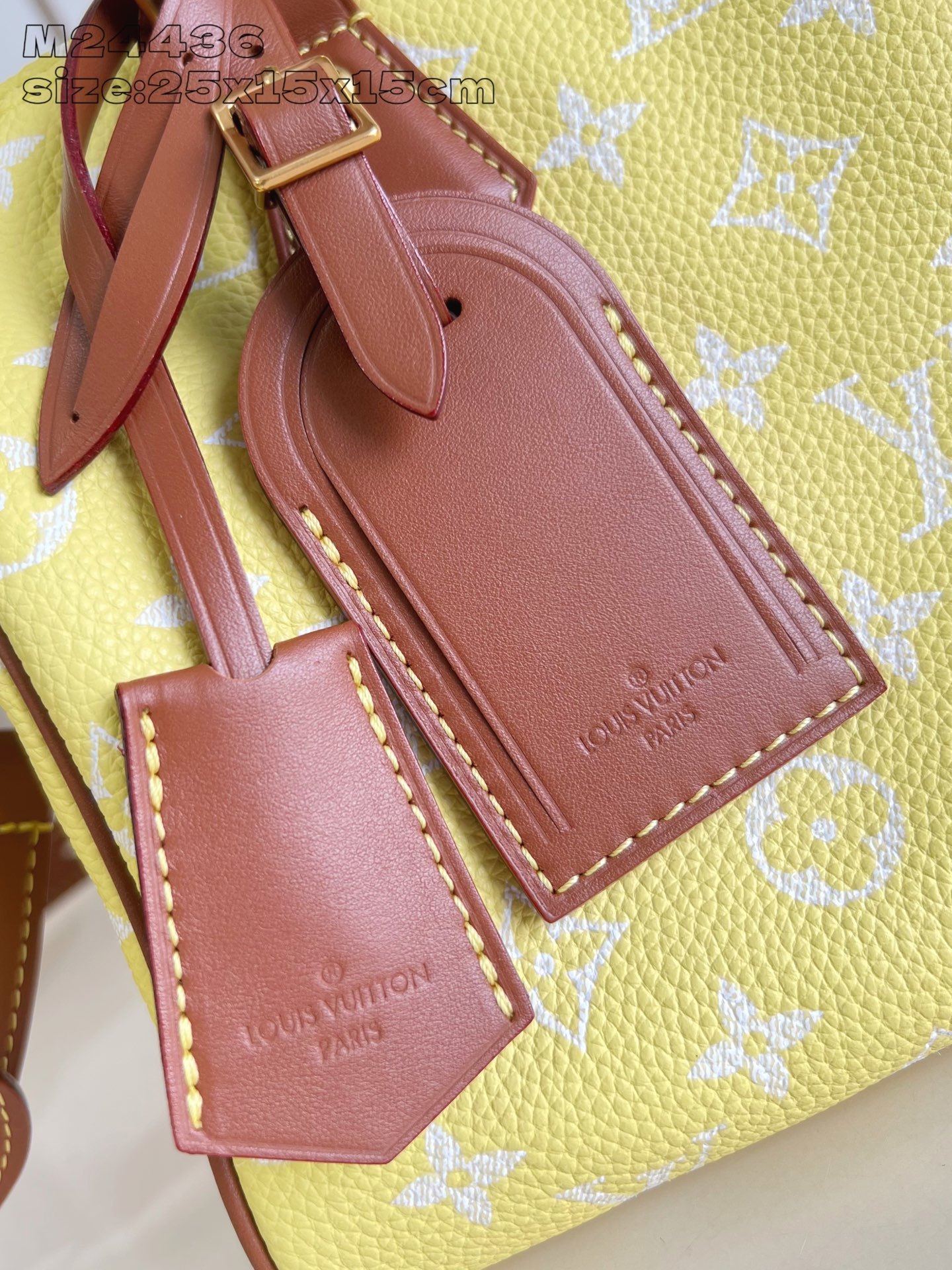 【顶级原单 M24436柠檬黄棕色配皮 】本款 Speedy Bandoulière 25 Monogr