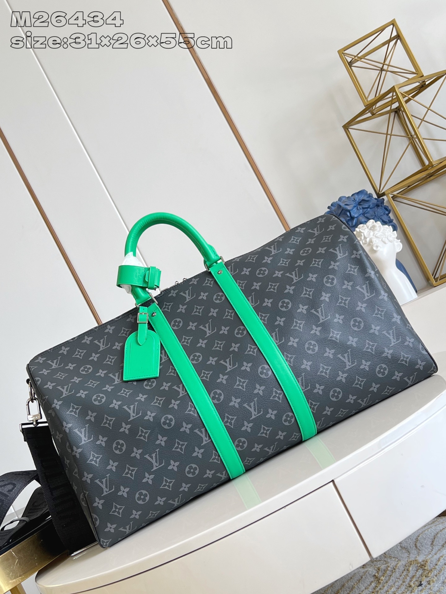 【顶级原单 M26434/55cm 】本款 Keepall Bandoulière 55 旅行袋取材 M