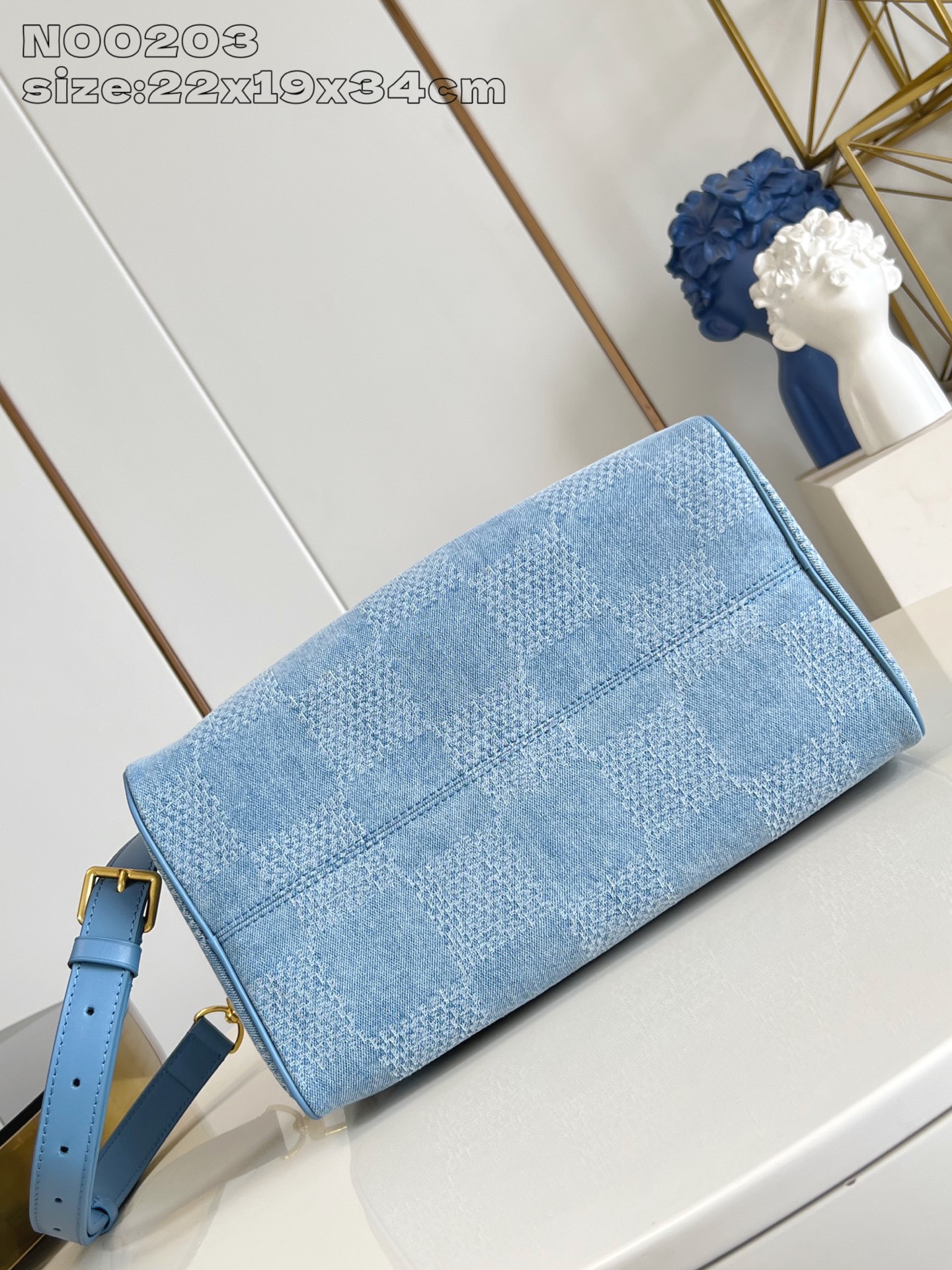 Louis Vuitton Speedy 30 Bandoulière Bag Damier Denim 3D Cotton Canvas Blue 8 i1752836028257 1582 0 7