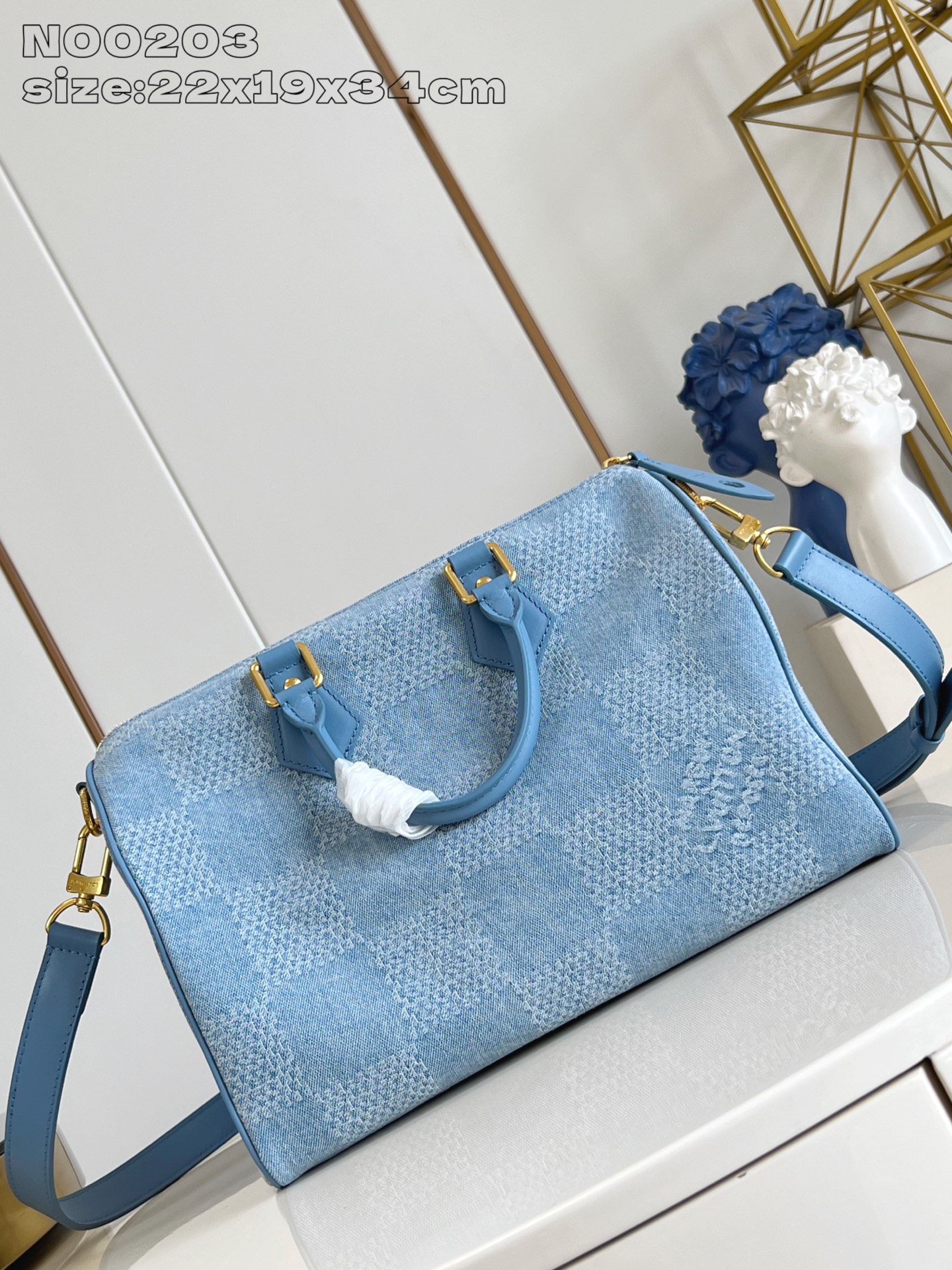 Louis Vuitton Speedy 30 Bandoulière Bag Damier Denim 3D Cotton Canvas Blue 6 i1752836031255 8900 0 5