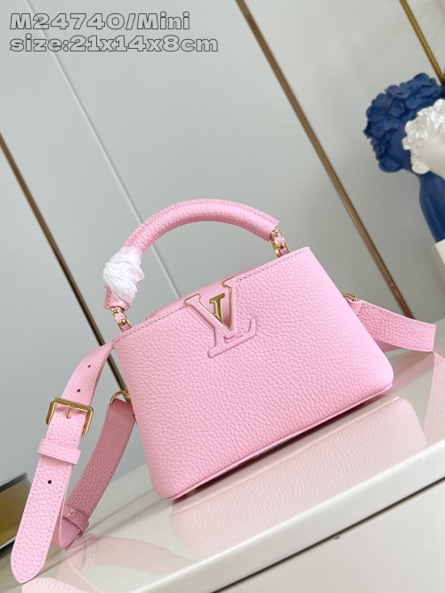 Louis Vuitton Capucines Mini Taurillon Leather Pink Top Handle Bag 1 Louis Vuitton Capucines Mini Taurillon Leather Pink Top Handle Bag