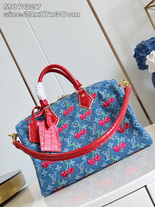 Louis Vuitton Speedy Soft 30: Monogram Denim with Cherry Embroidery 1 Louis Vuitton Speedy Soft 30: Monogram Denim with Cherry Embroidery