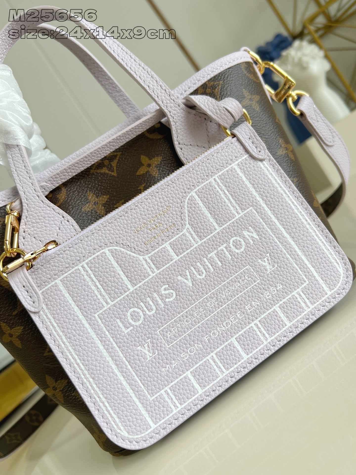 【顶级原单 M25656紫 】Neverfull Bandoulière Inside Out BB 手