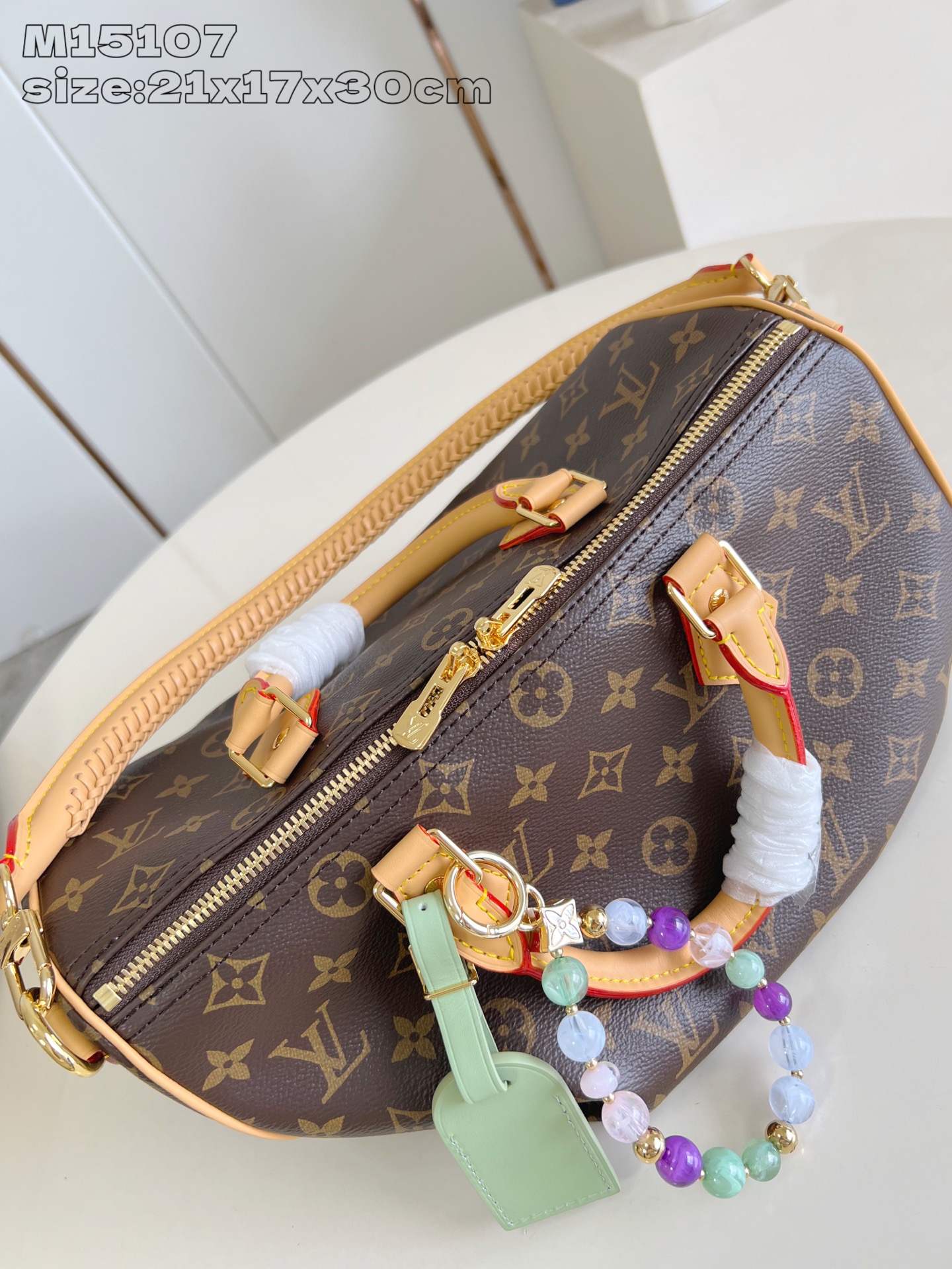 【顶级原单 M15107 】本款 Speedy Soft 30 Lucky 手袋为 Monogram 帆