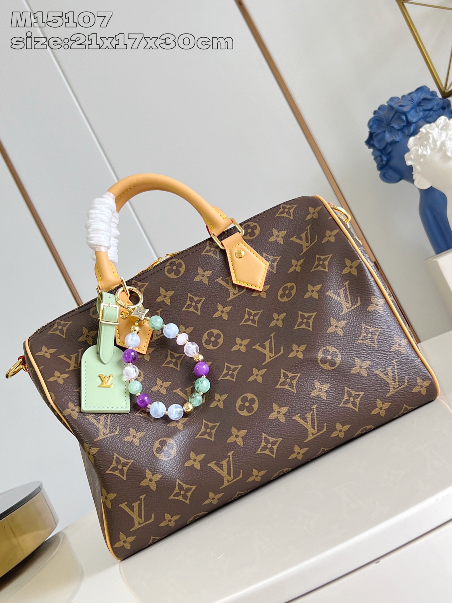 【顶级原单 M15107 】本款 Speedy Soft 30 Lucky 手袋为 Monogram 帆