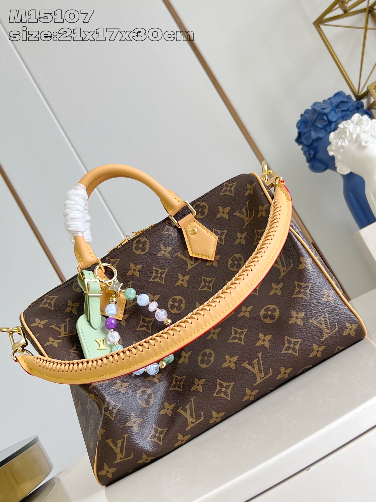 【顶级原单 M15107 】本款 Speedy Soft 30 Lucky 手袋为 Monogram 帆
