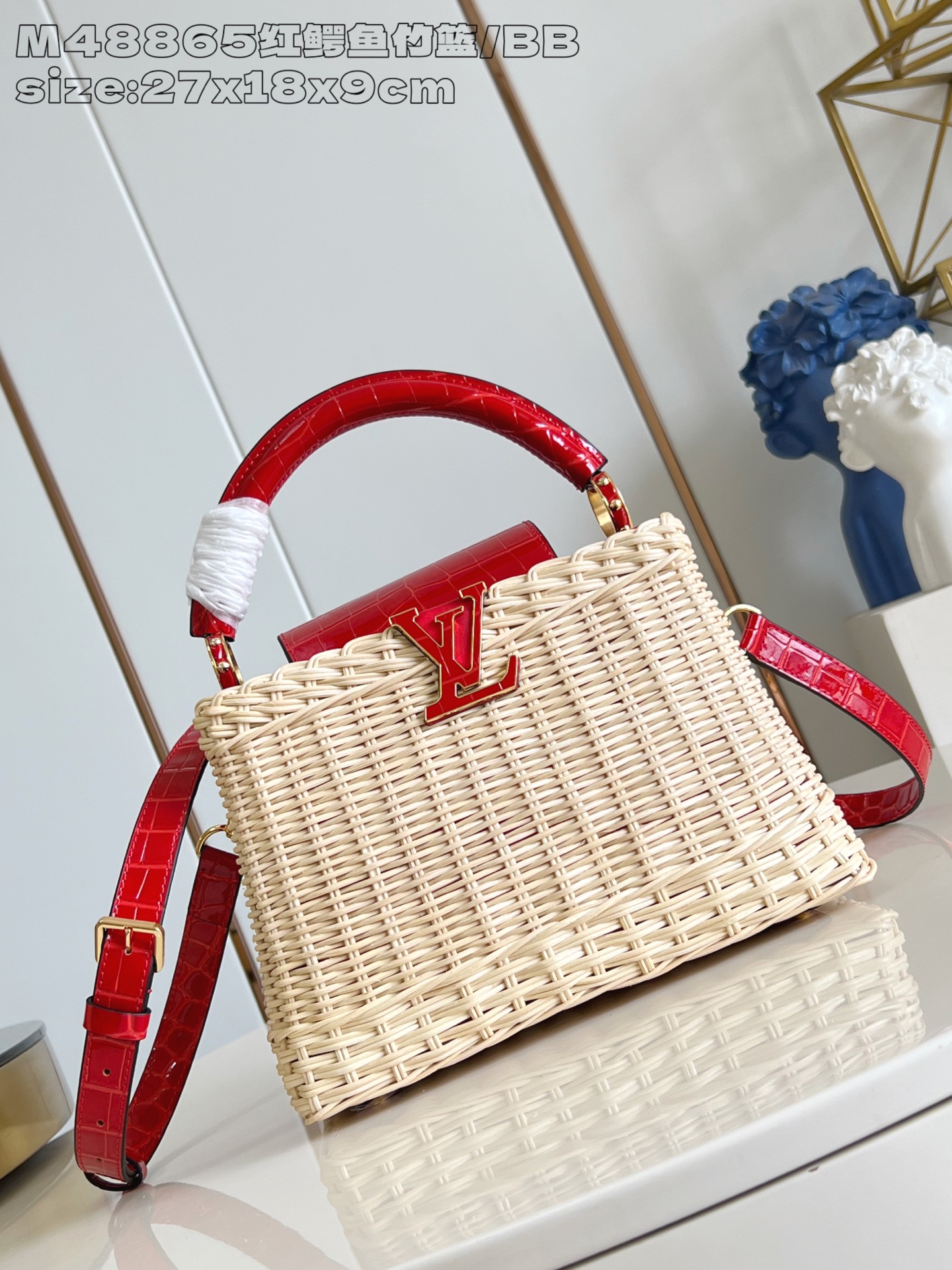 【顶级原单 M48865红鳄鱼竹篮/小号】本款 Capucines BB手袋向路易威登于 1892 年推