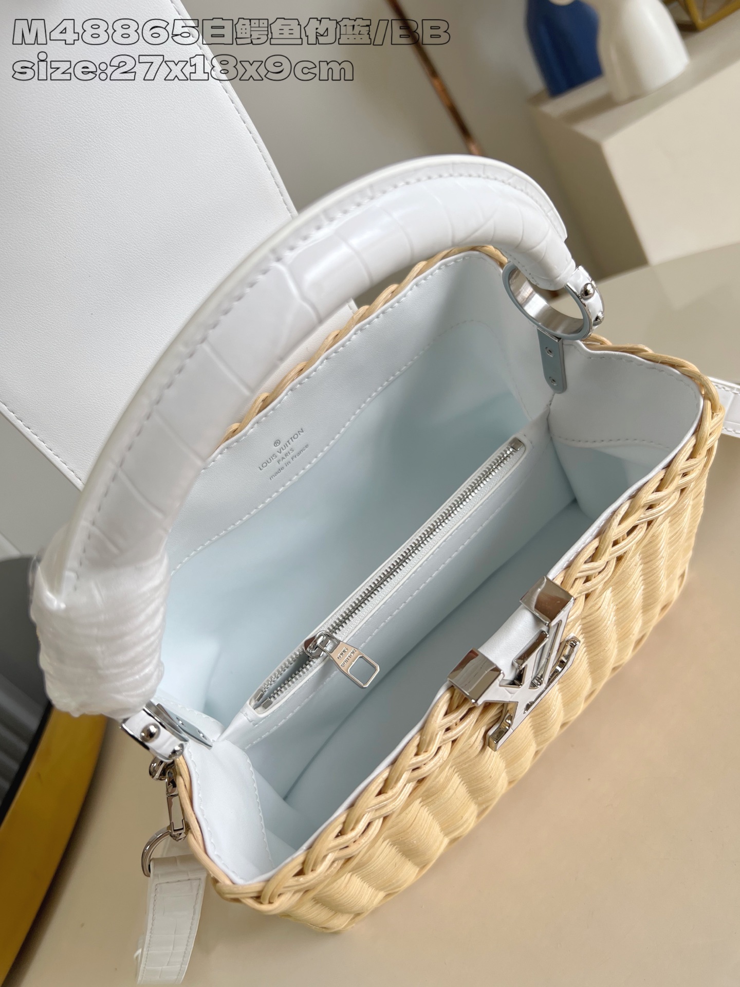 【顶级原单 M48865白鳄鱼竹篮/小号】本款 Capucines BB手袋向路易威登于 1892 年推