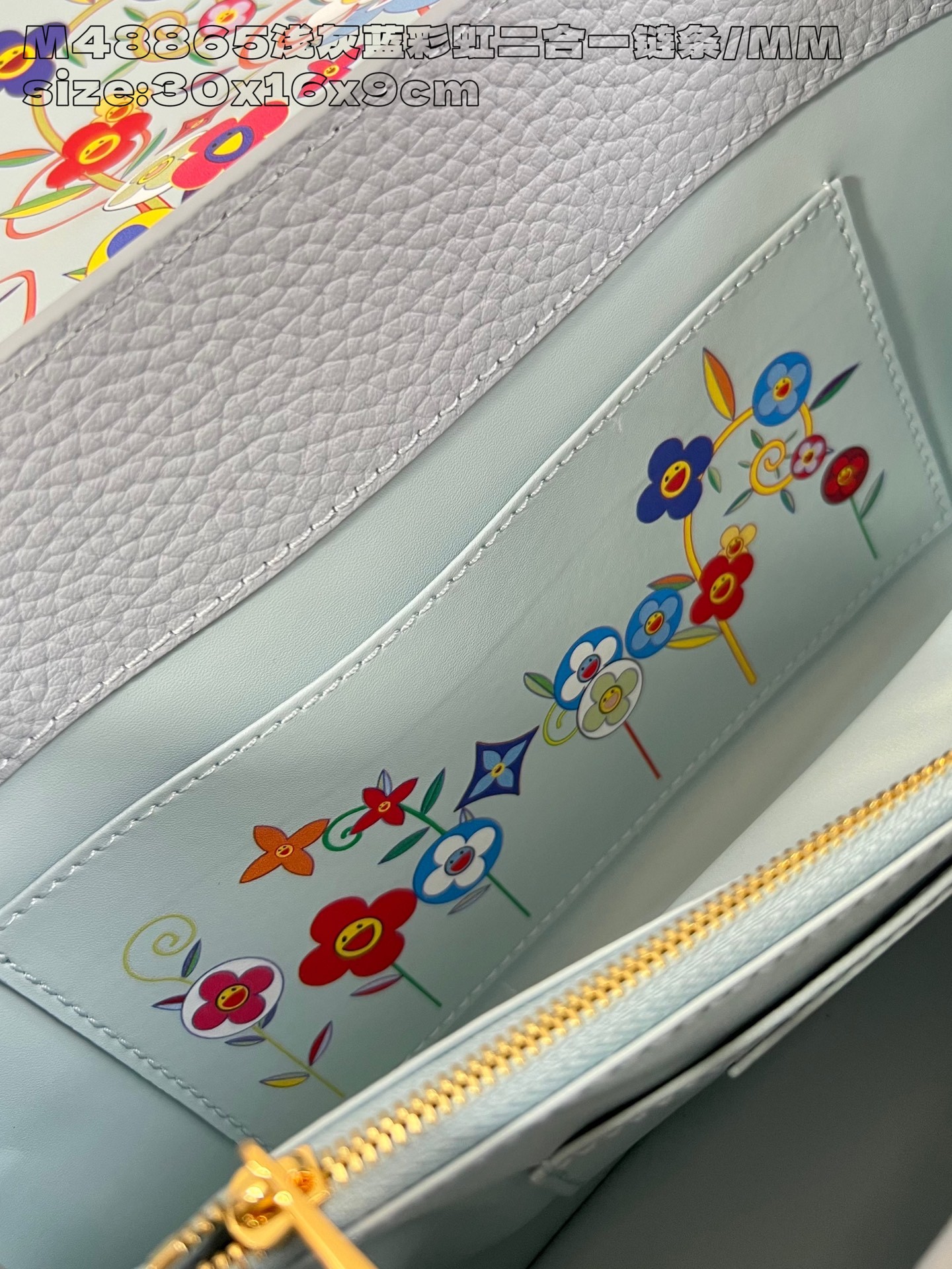 【顶级原单 M48865浅灰蓝彩虹二合一链条/小号 】本款 Capucines East West 小号