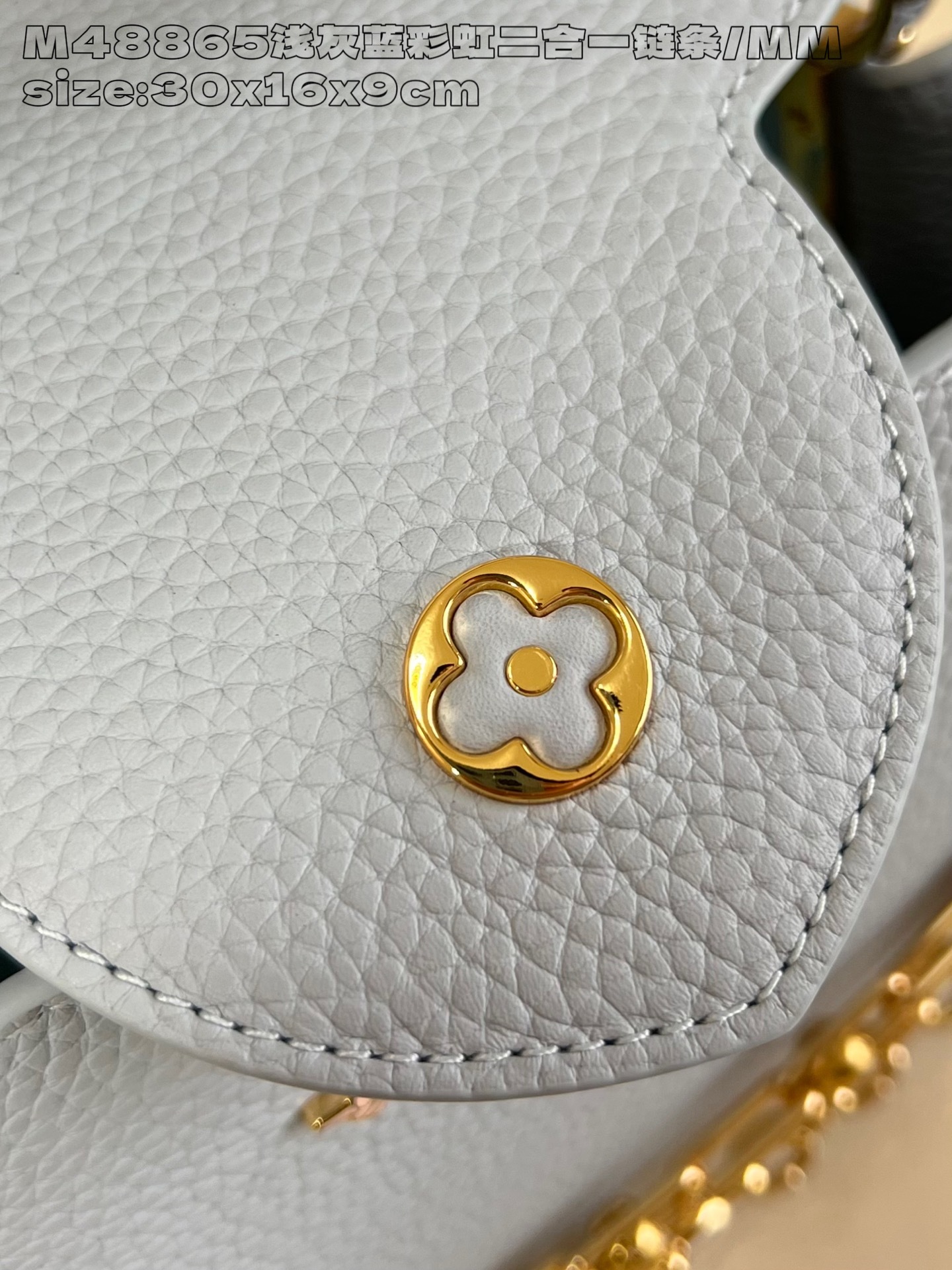 【顶级原单 M48865浅灰蓝彩虹二合一链条/小号 】本款 Capucines East West 小号